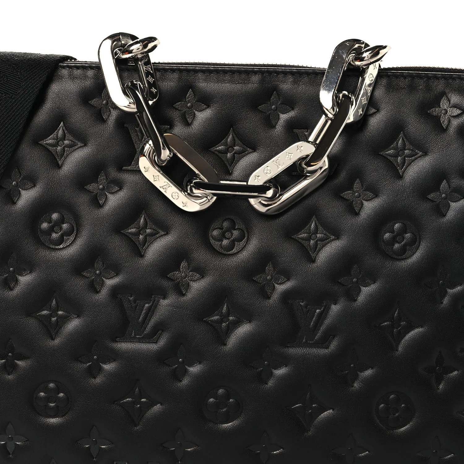 Lambskin Embossed Monogram Coussin MM Black - Image 9