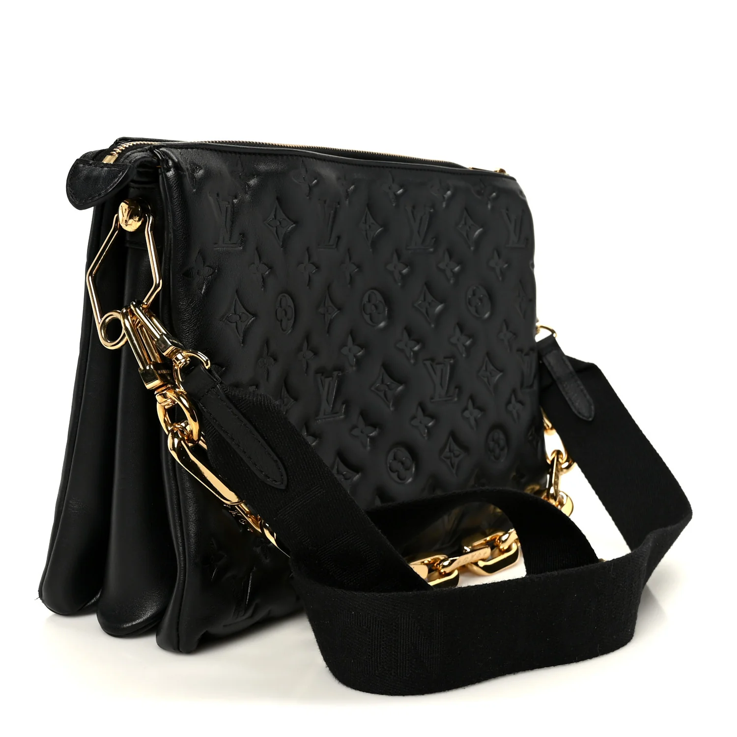 Lambskin Embossed Monogram Coussin MM Black - Image 3