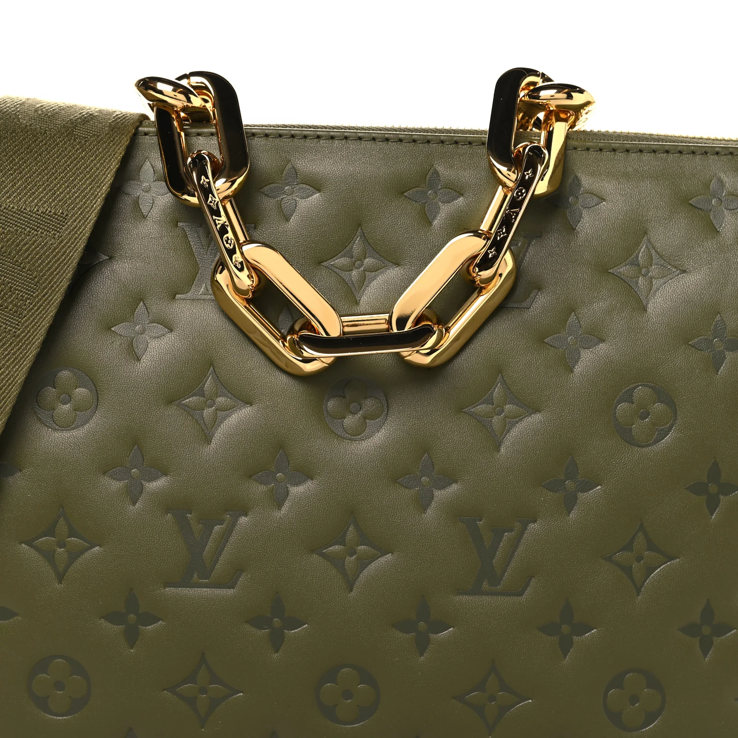 Lambskin Embossed Monogram Coussin MM Khaki - Image 9