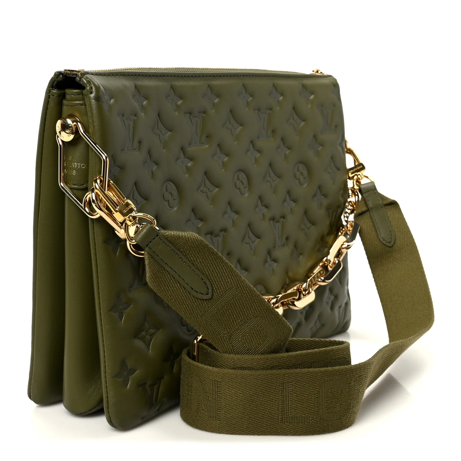 Lambskin Embossed Monogram Coussin MM Khaki - Image 3