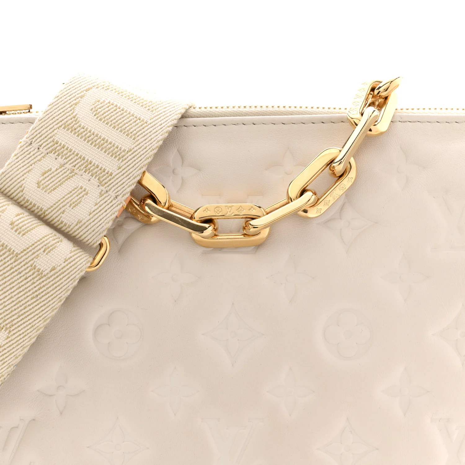 Lambskin Embossed Monogram Coussin PM Beige Cream - Image 8