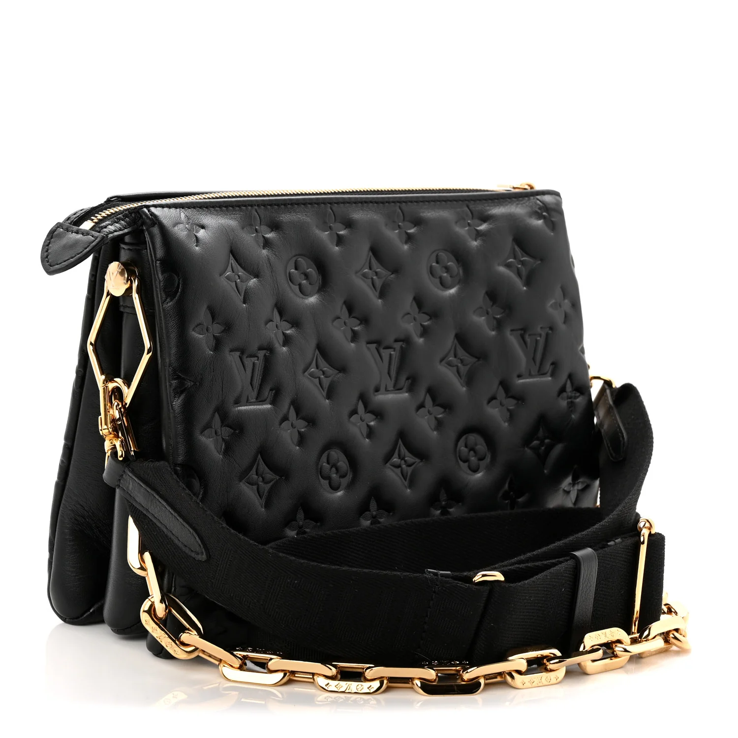 Lambskin Embossed Monogram Coussin PM Black - Image 3