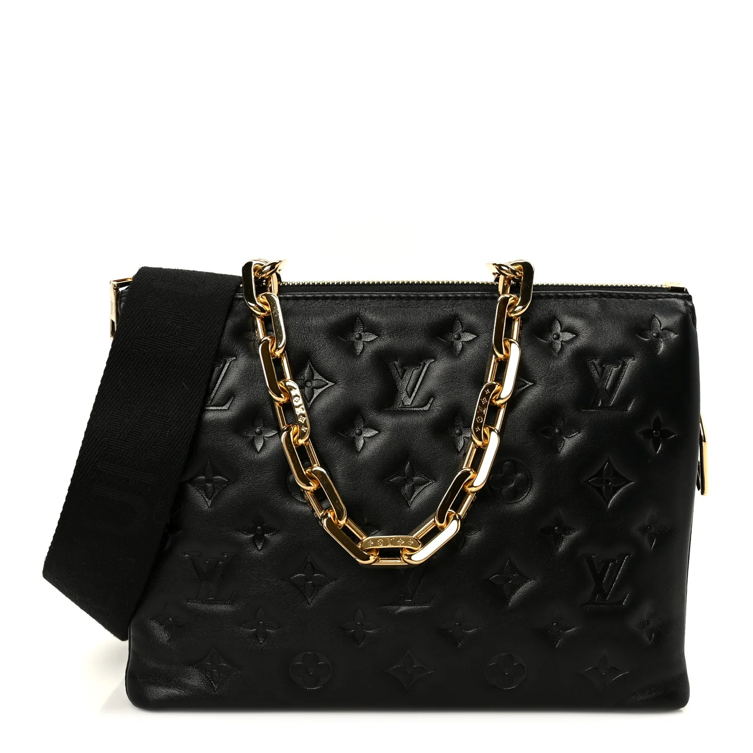 Lambskin Embossed Monogram Coussin PM Black