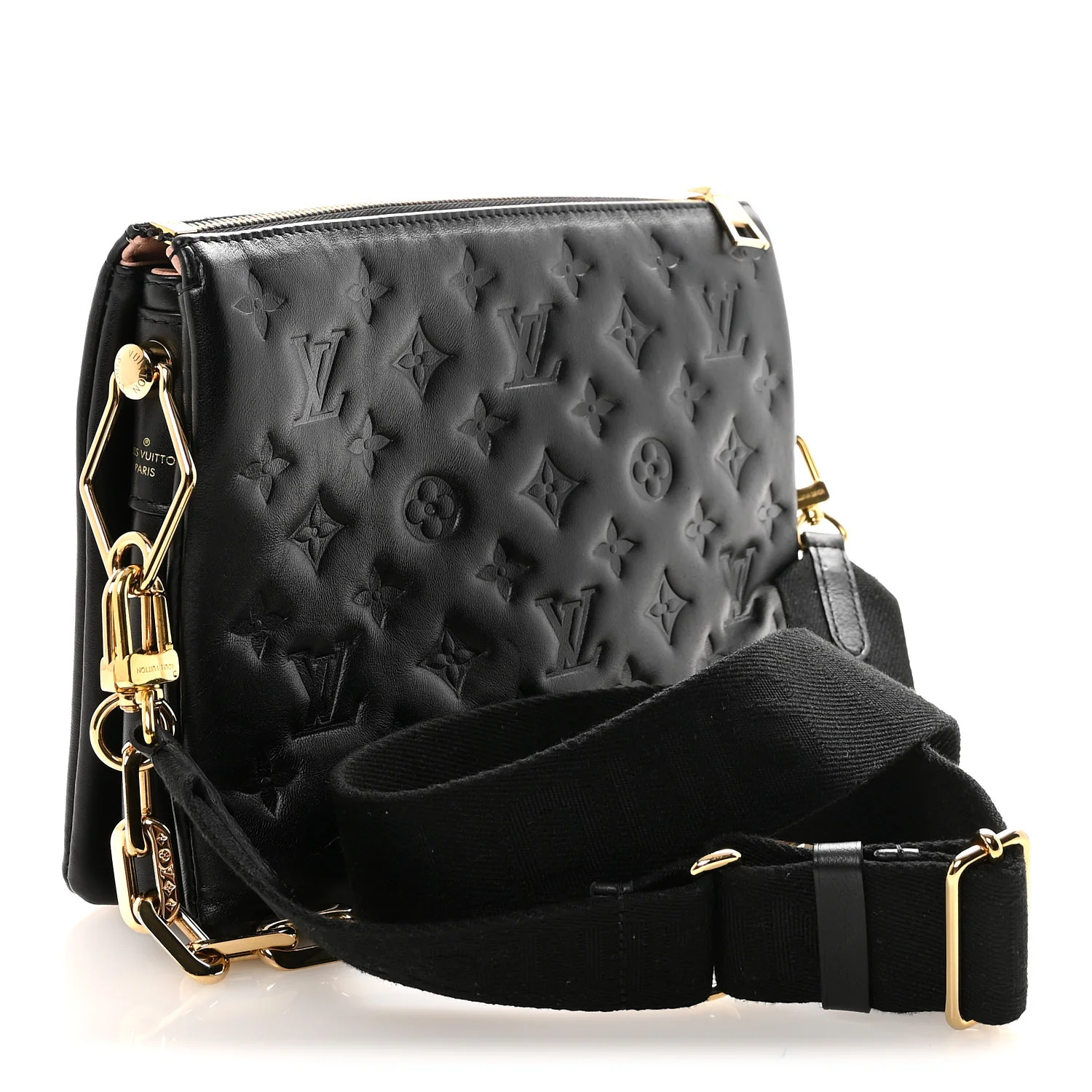 Lambskin Embossed Monogram Coussin PM Black - Image 3