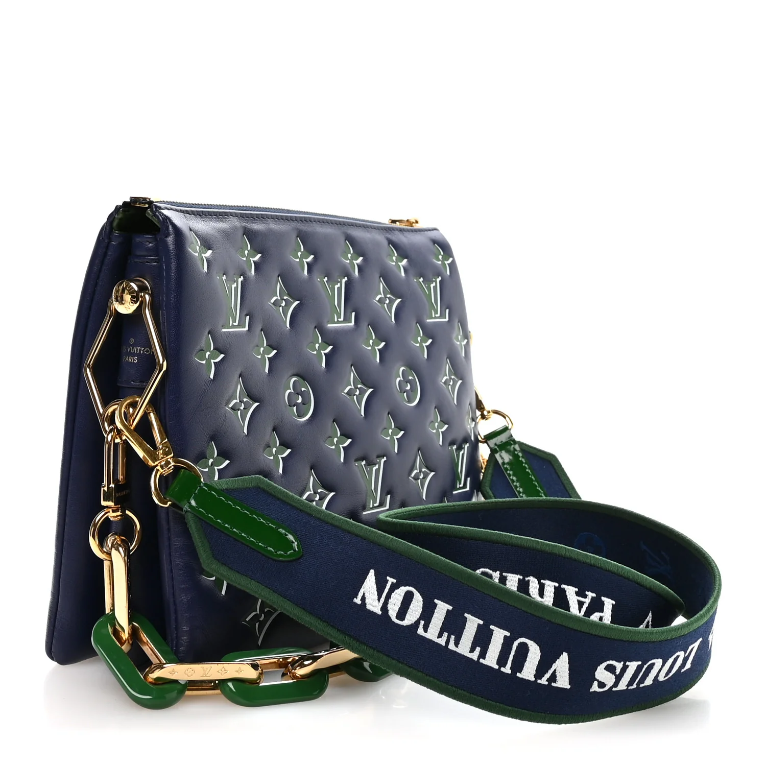 Lambskin Embossed Monogram Coussin PM Blue Green - Image 3