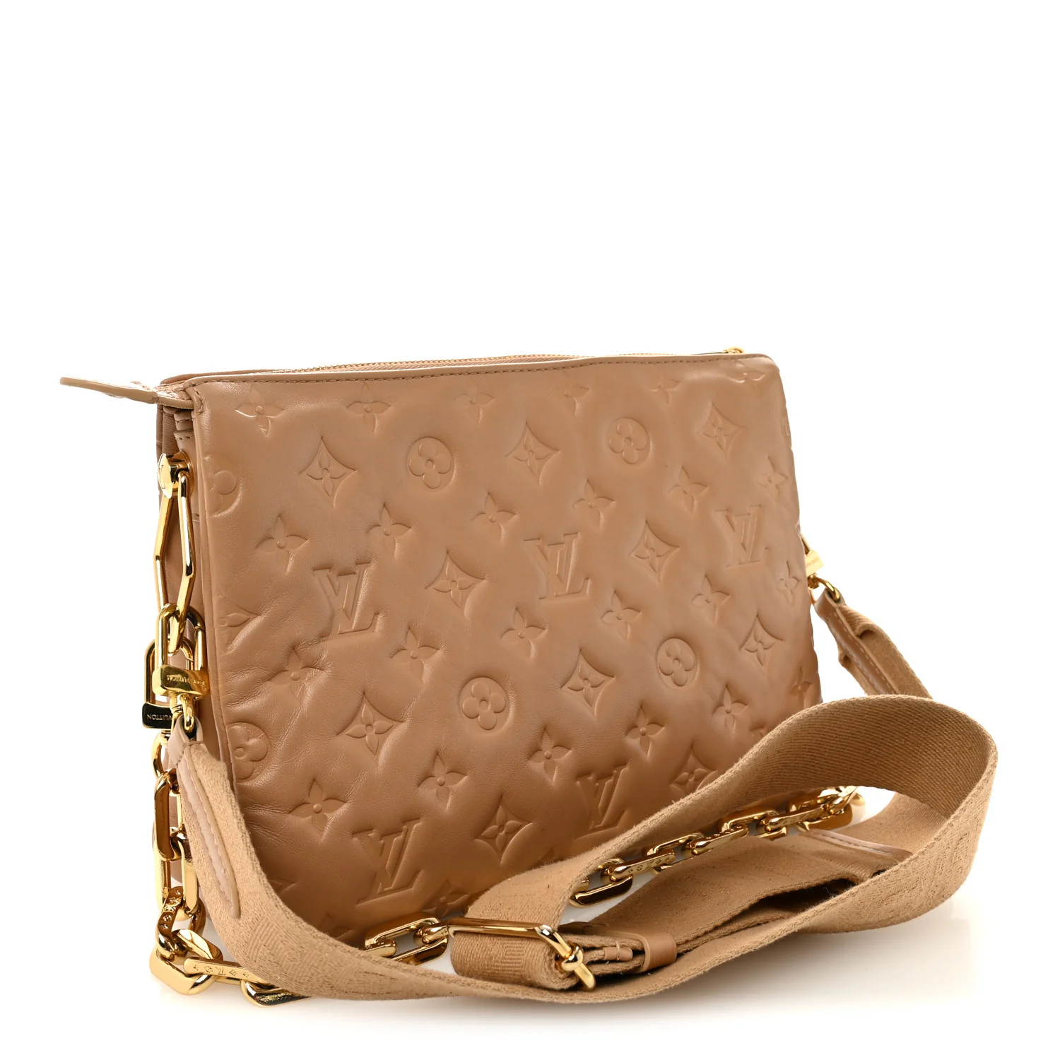Lambskin Embossed Monogram Coussin PM Camel - Image 3