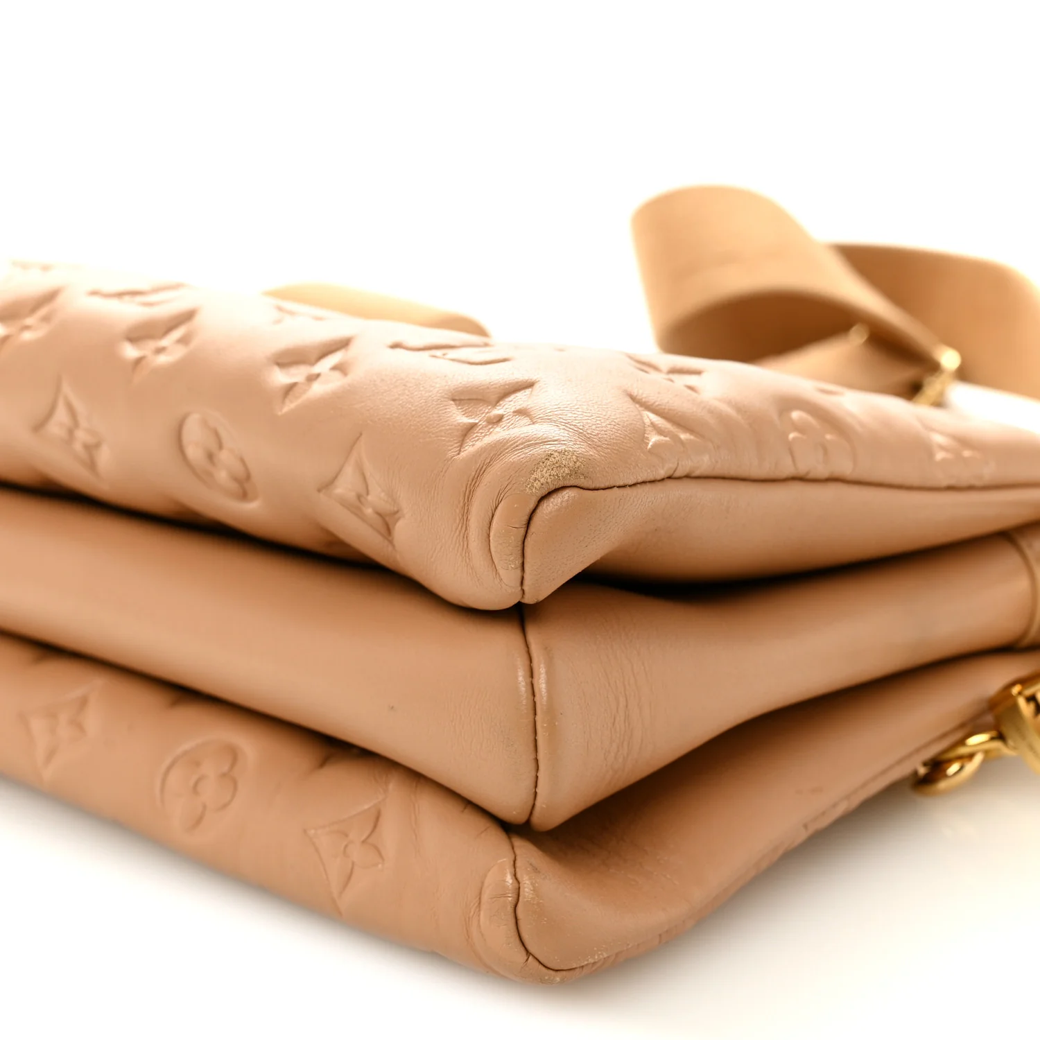 Lambskin Embossed Monogram Coussin PM Camel - Image 9