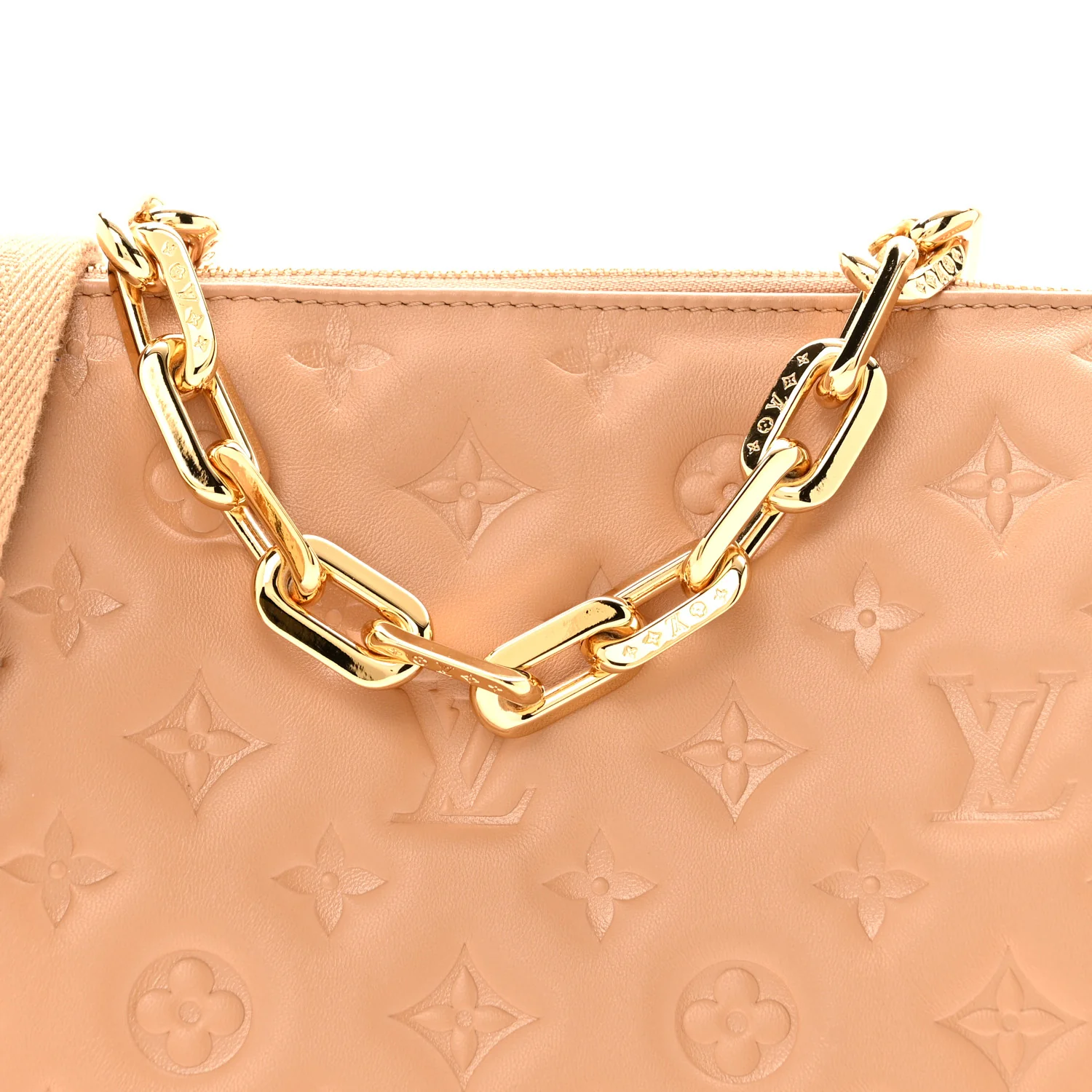 Lambskin Embossed Monogram Coussin PM Camel - Image 8