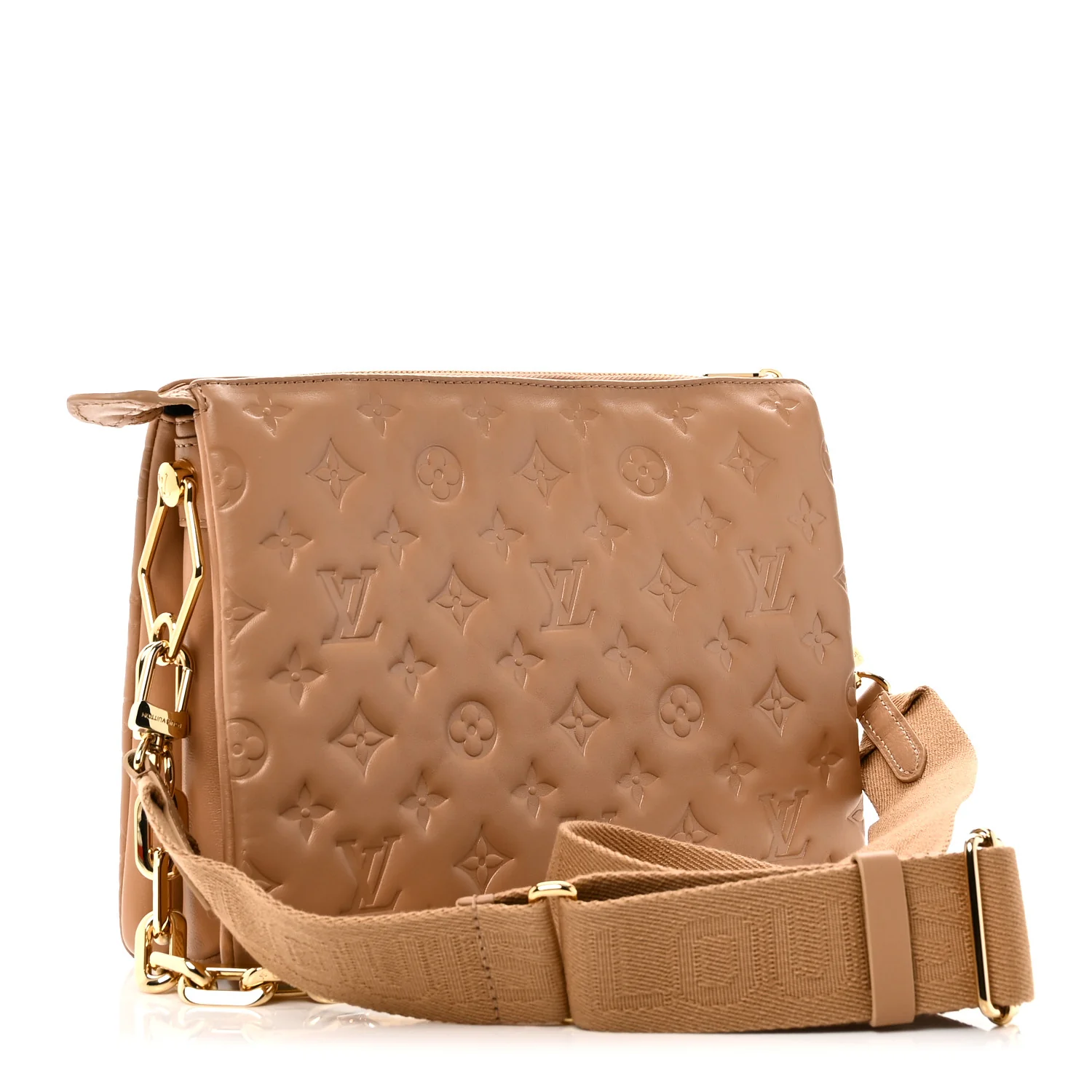 Lambskin Embossed Monogram Coussin PM Camel - Image 3