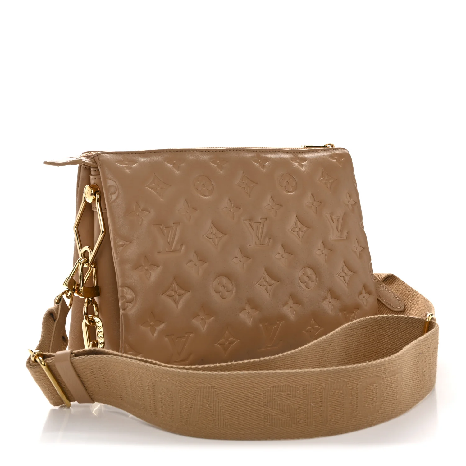 Lambskin Embossed Monogram Coussin PM Camel - Image 3