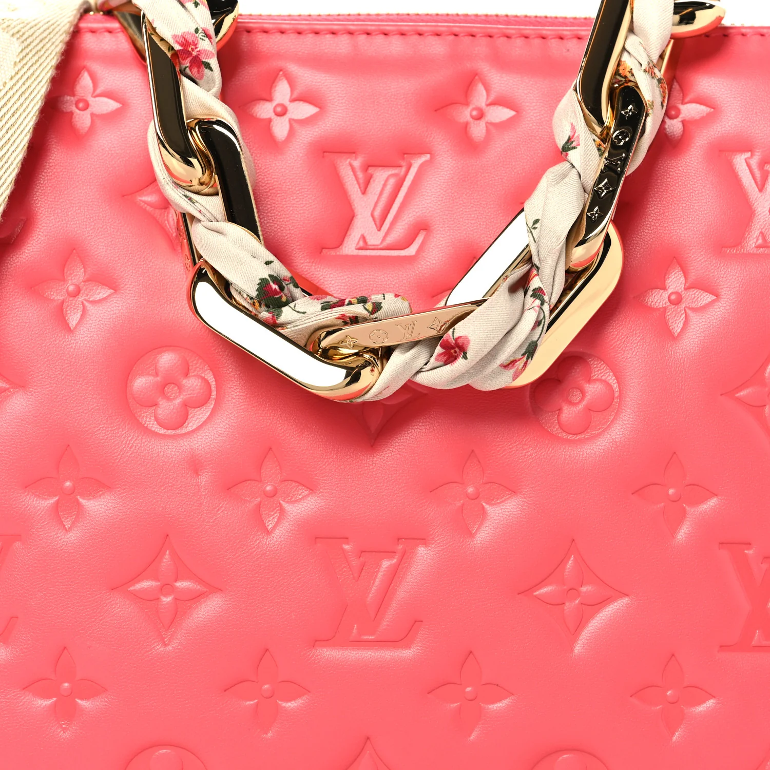 Lambskin Embossed Monogram Coussin PM Coral - Image 10