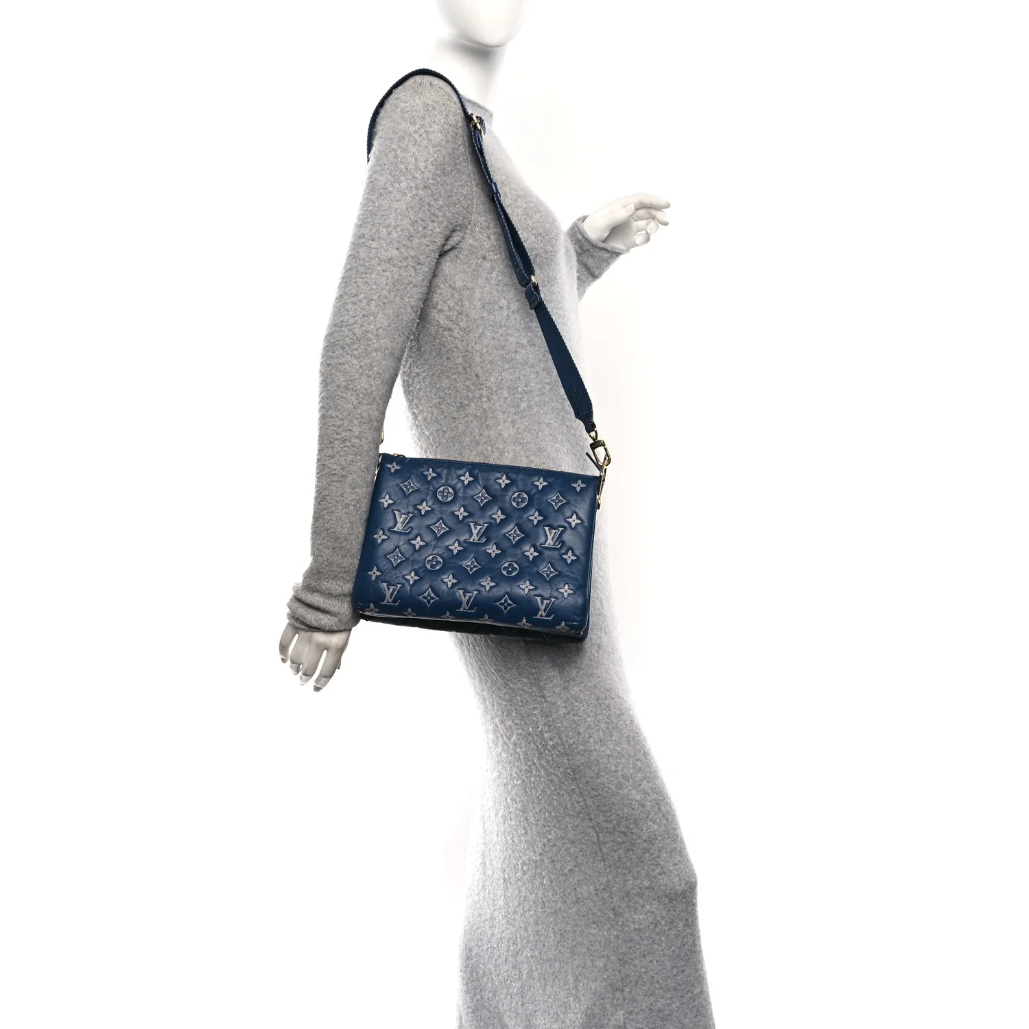 Lambskin Embossed Monogram Coussin PM Denim Blue - Image 2