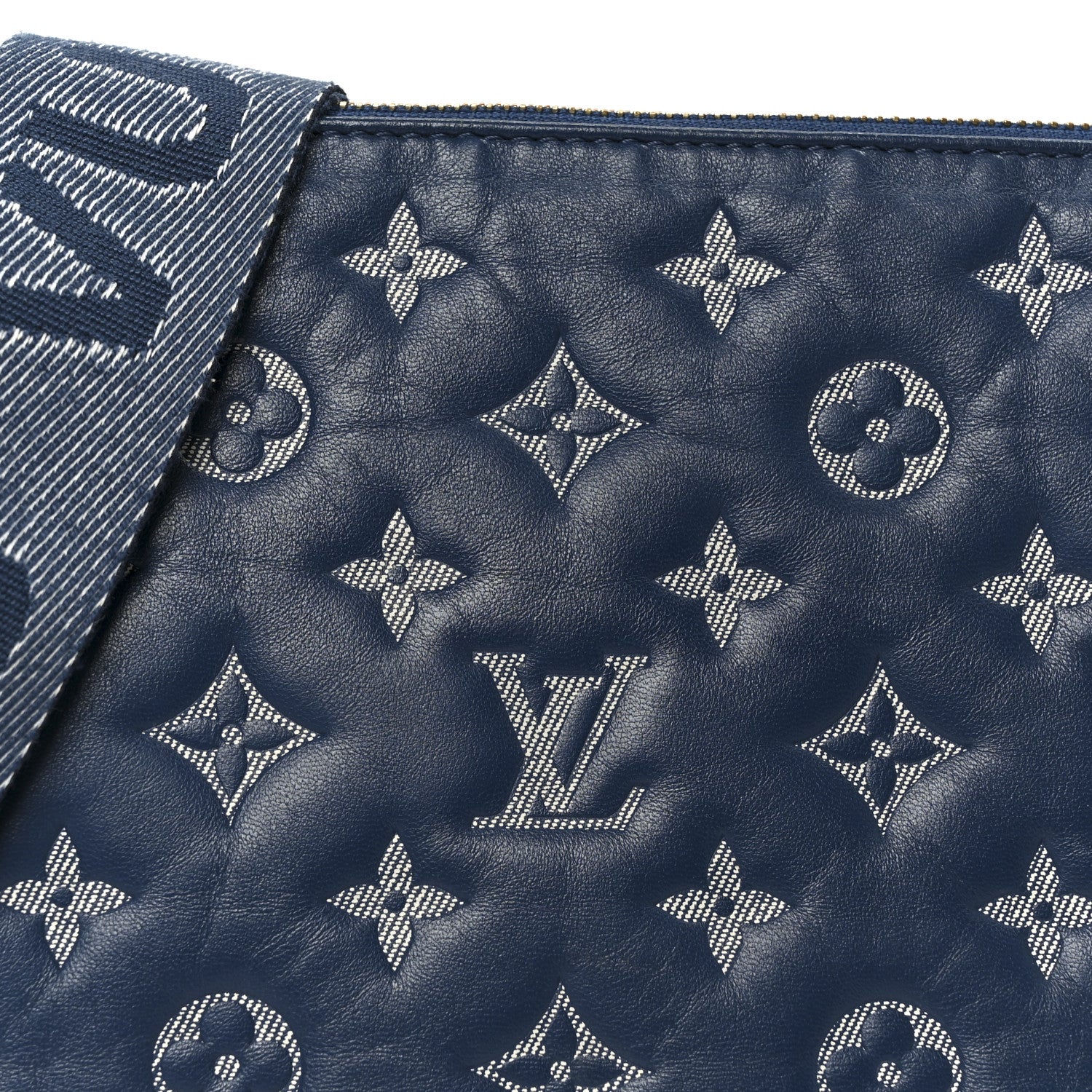 Lambskin Embossed Monogram Coussin PM Denim Blue - Image 9