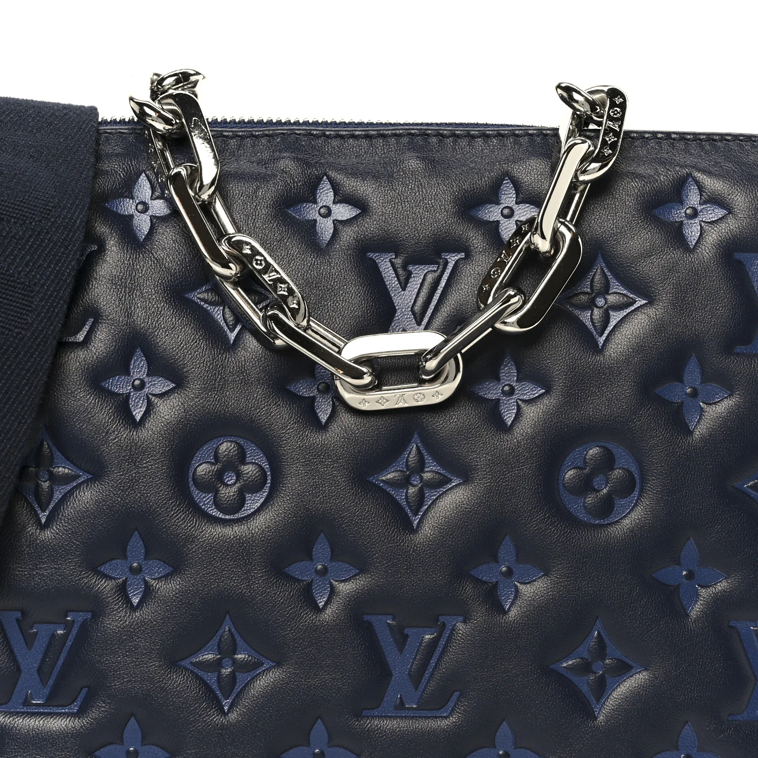 Lambskin Embossed Monogram Coussin PM Navy - Image 9