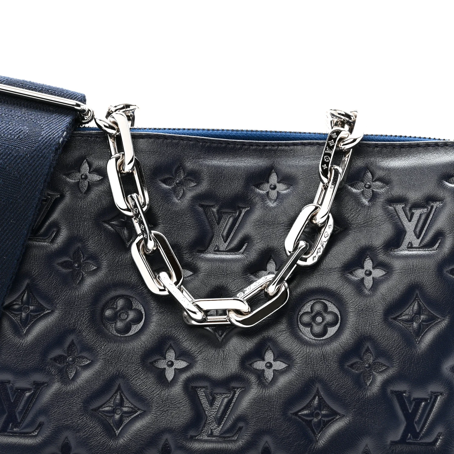 Lambskin Embossed Monogram Coussin PM Navy - Image 9