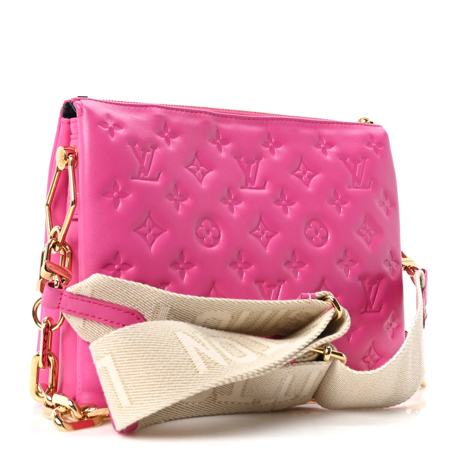 Lambskin Embossed Monogram Coussin PM Rose Miami - Image 3