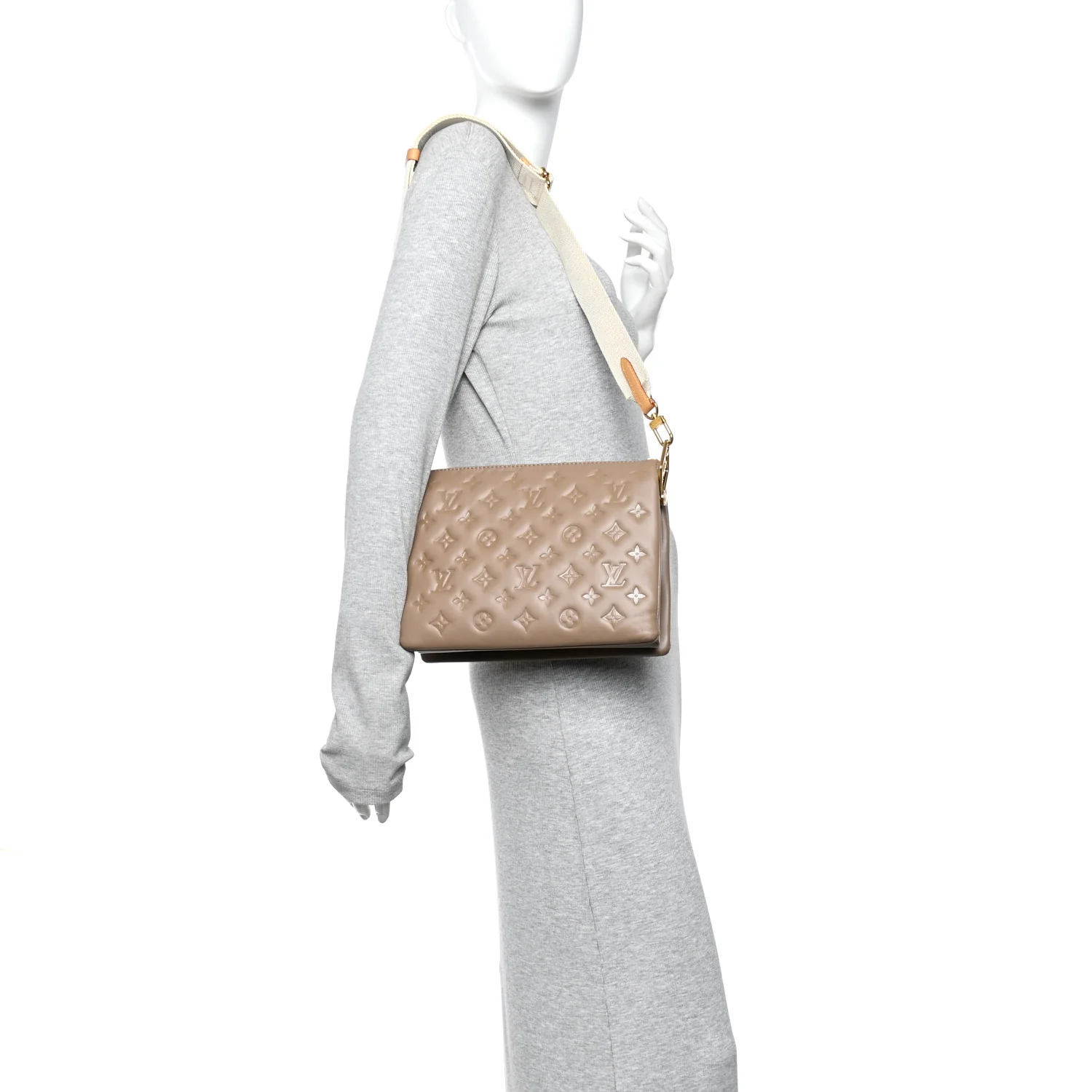 Lambskin Embossed Monogram Coussin PM Taupe - Image 2