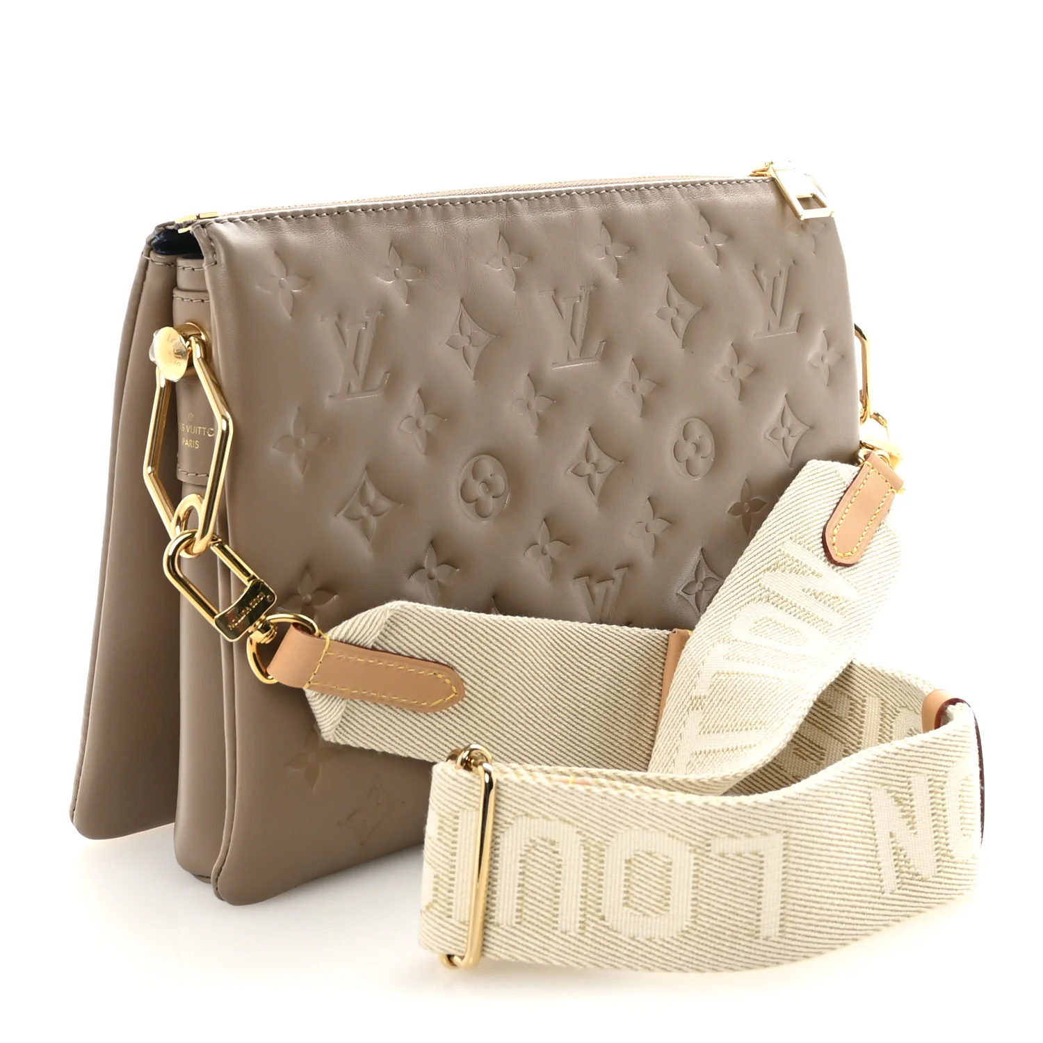 Lambskin Embossed Monogram Coussin PM Taupe - Image 3