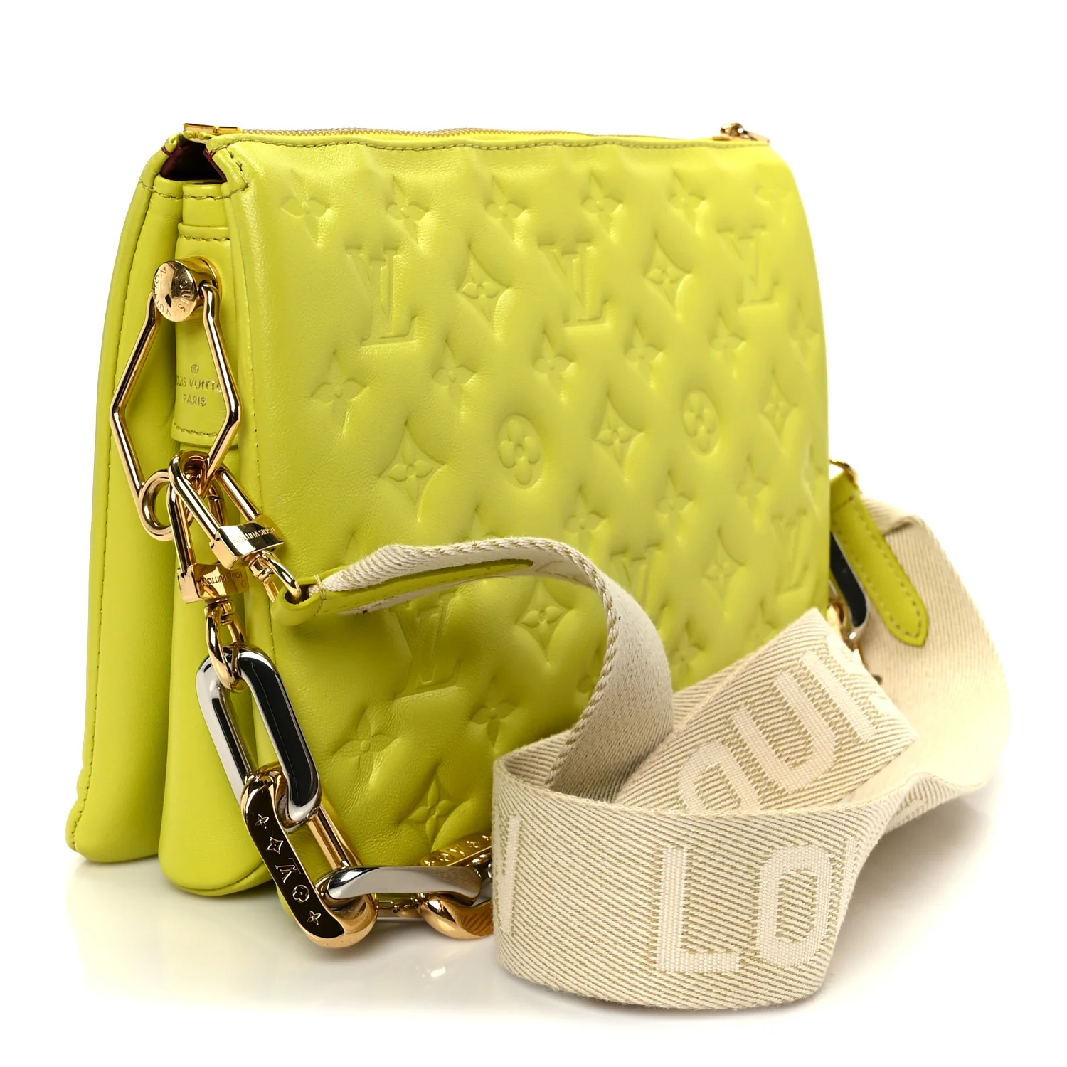 Lambskin Embossed Monogram Coussin PM Vert Acide - Image 3
