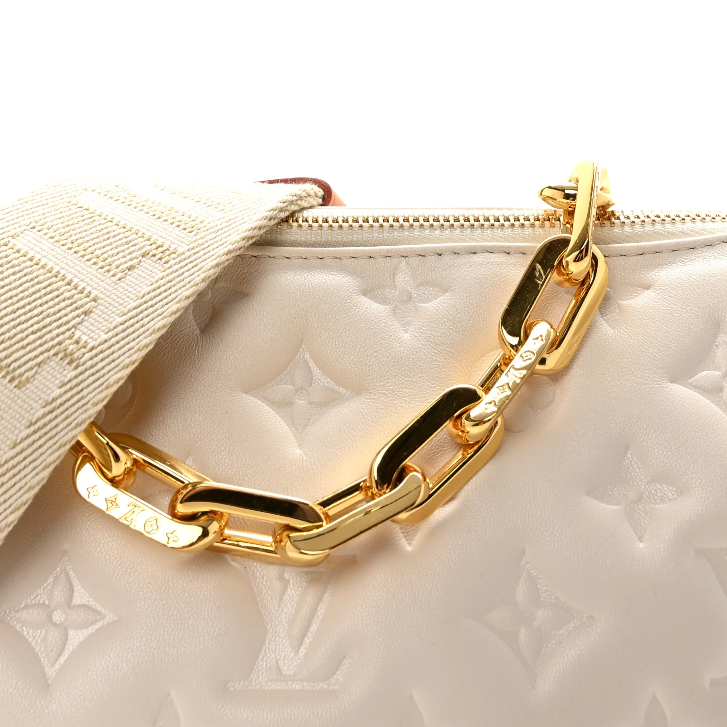 Lambskin Embossed Monogram Coussin PM White - Image 7