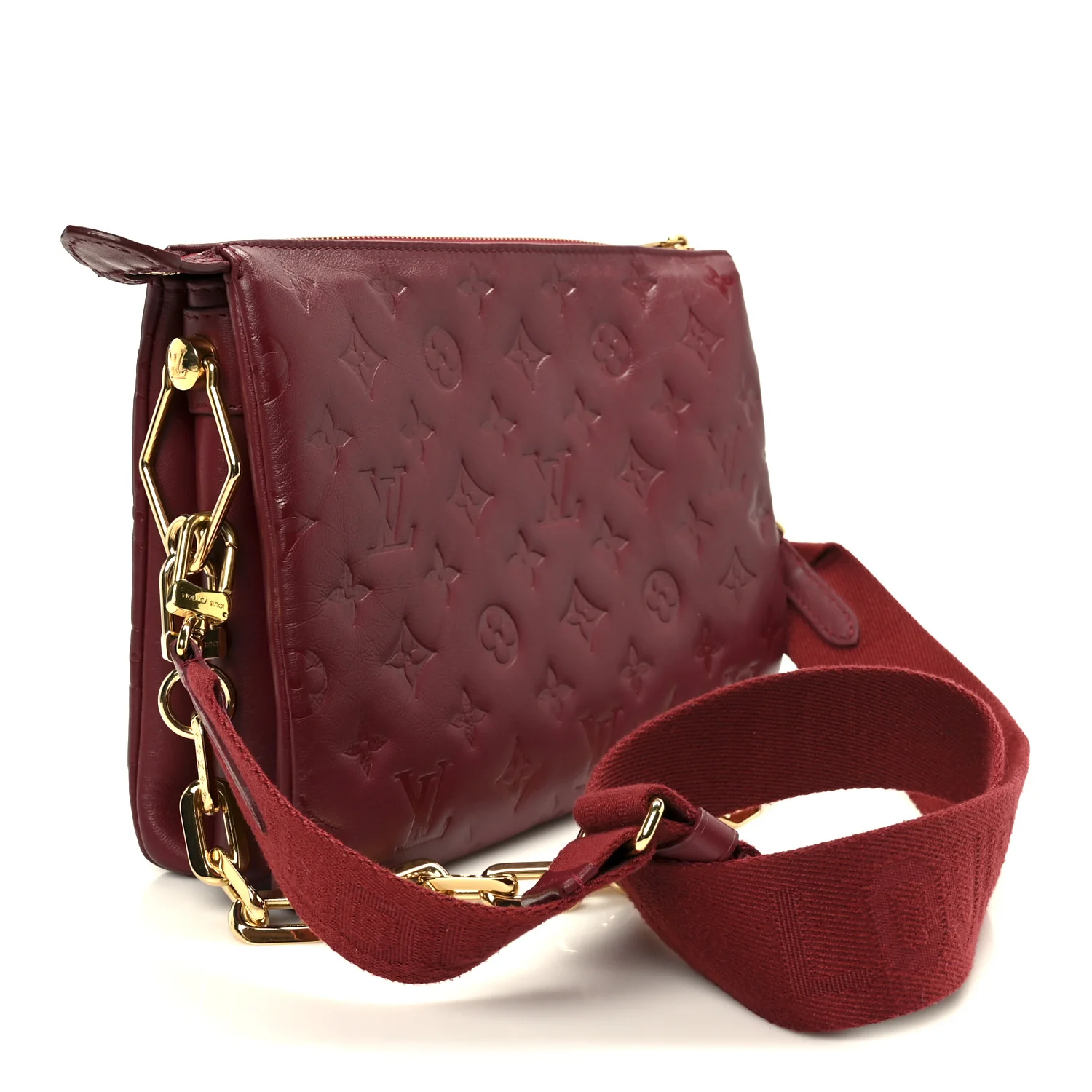 Lambskin Embossed Monogram Coussin PM Wine - Image 3