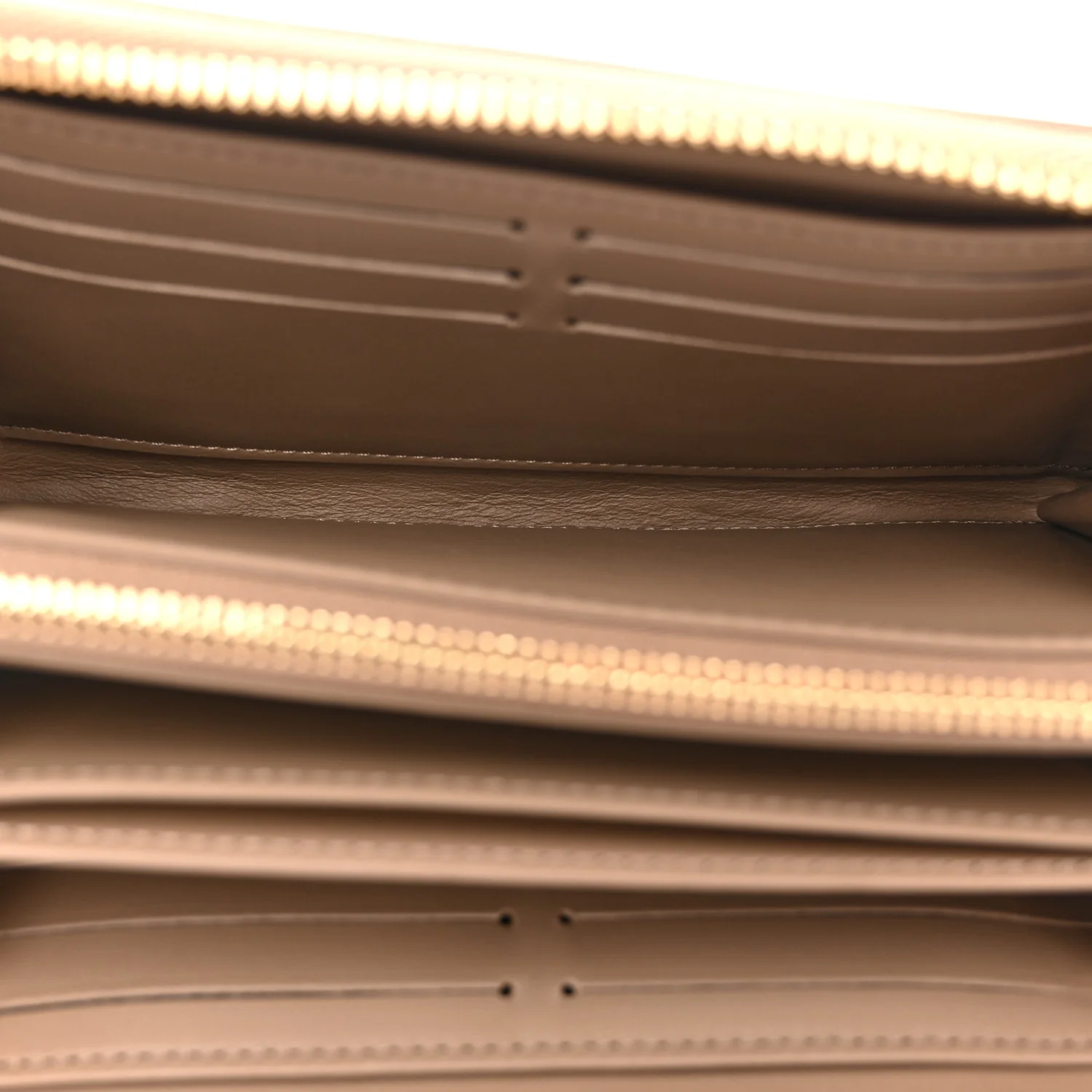 Lambskin Embossed Monogram Coussin Zippy Wallet Taupe - Image 5
