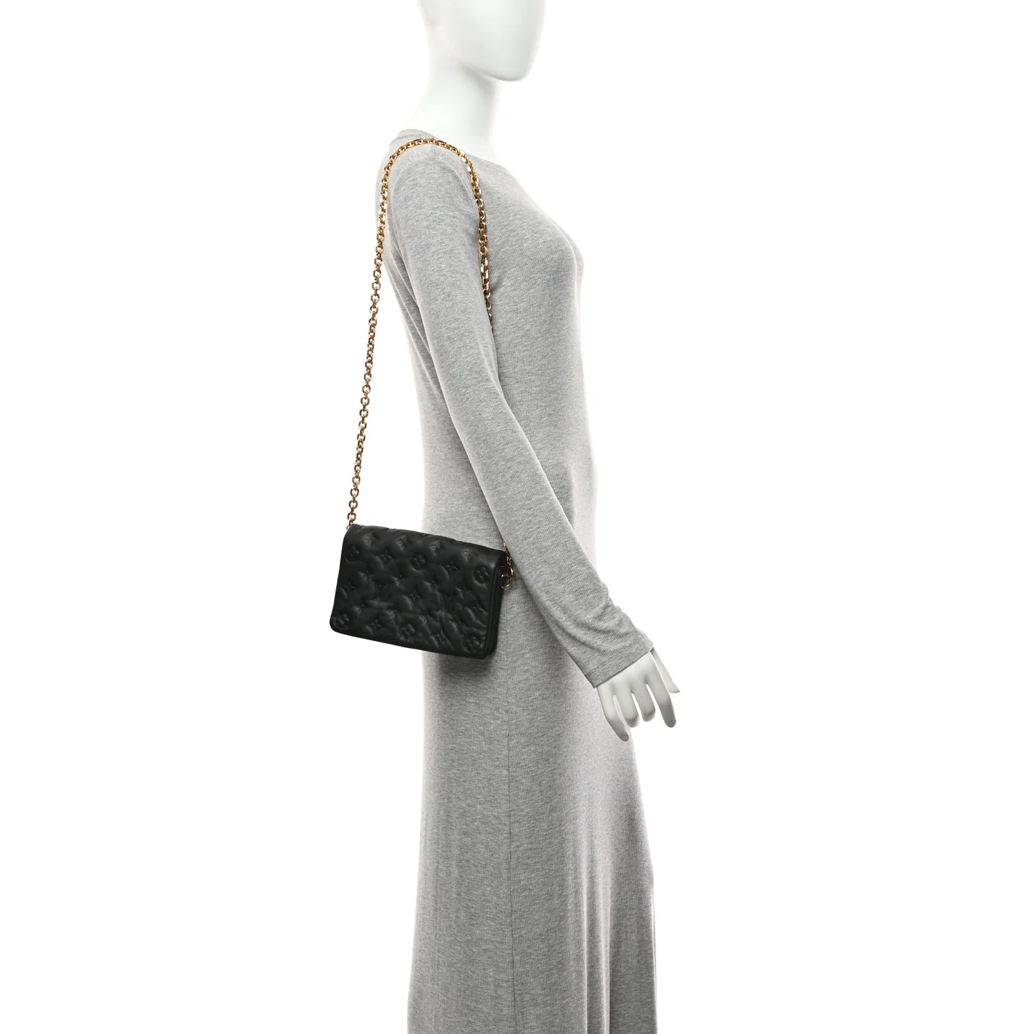 Lambskin Embossed Monogram Pochette Coussin Black - Image 2