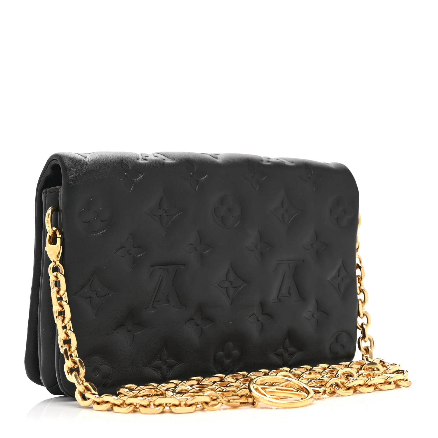 Lambskin Embossed Monogram Pochette Coussin Black - Image 3