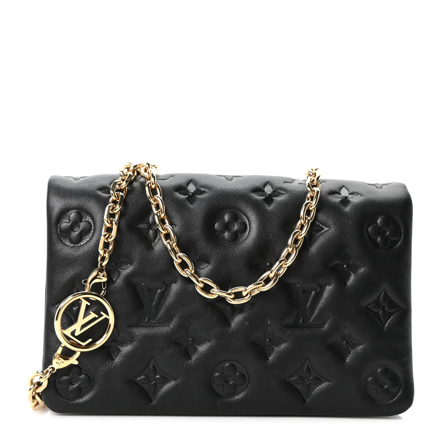 Lambskin Embossed Monogram Pochette Coussin Black