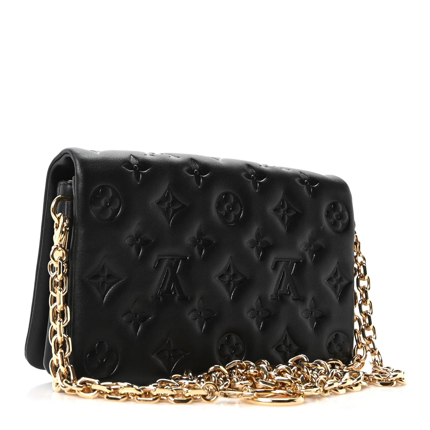 Lambskin Embossed Monogram Pochette Coussin Black - Image 2