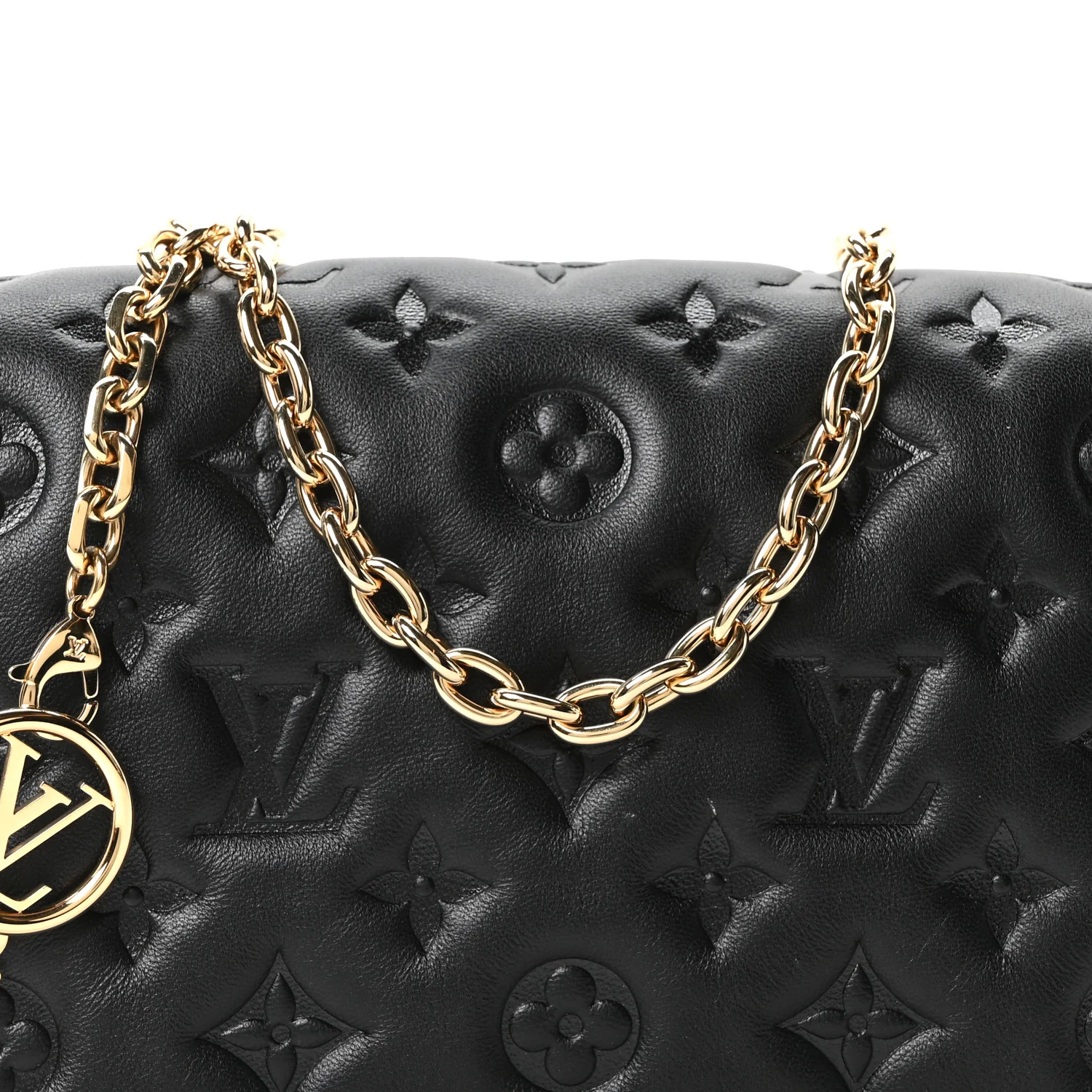 Lambskin Embossed Monogram Pochette Coussin Black - Image 6
