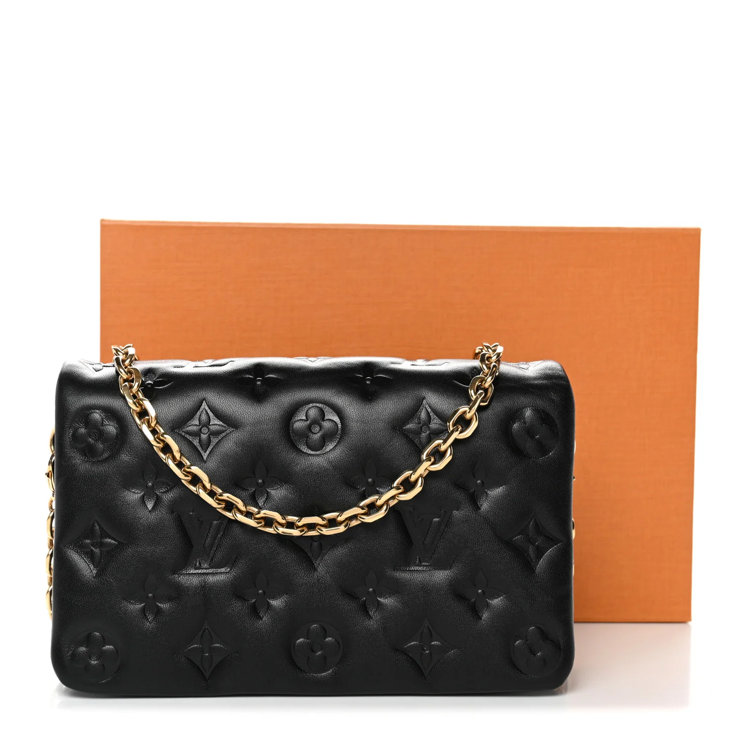 Lambskin Embossed Monogram Pochette Coussin Black - Image 10