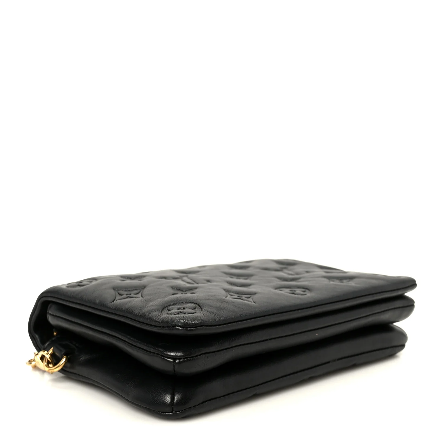 Lambskin Embossed Monogram Pochette Coussin Black - Image 4