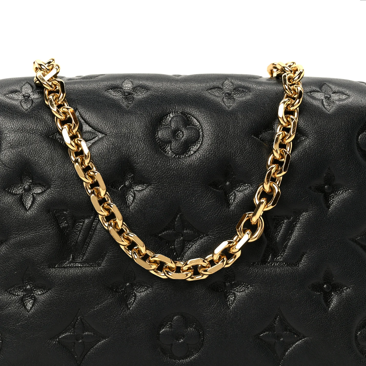 Lambskin Embossed Monogram Pochette Coussin Black - Image 9
