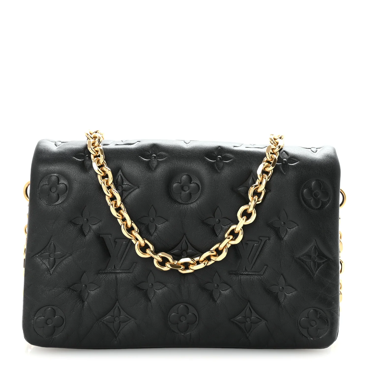 Lambskin Embossed Monogram Pochette Coussin Black