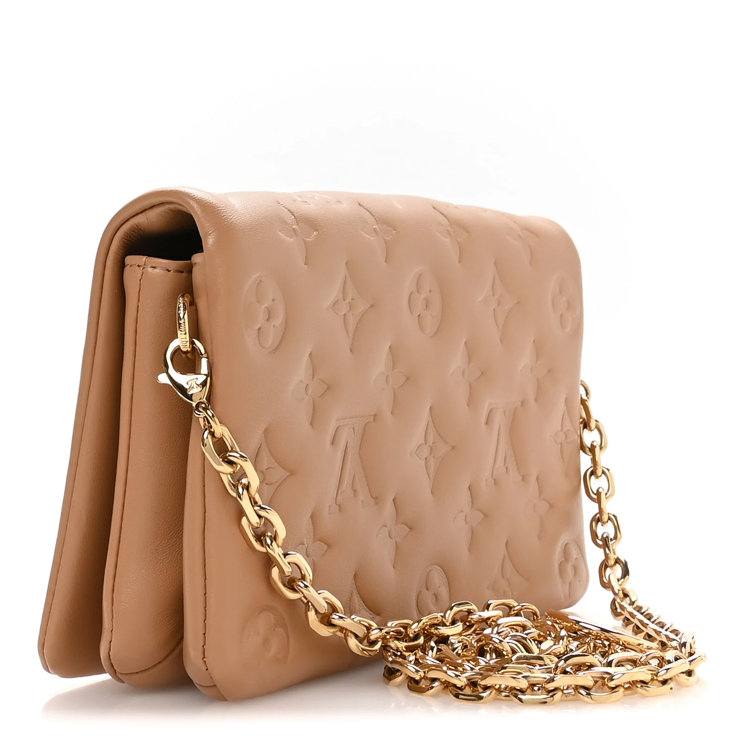 Lambskin Embossed Monogram Pochette Coussin Camel - Image 3