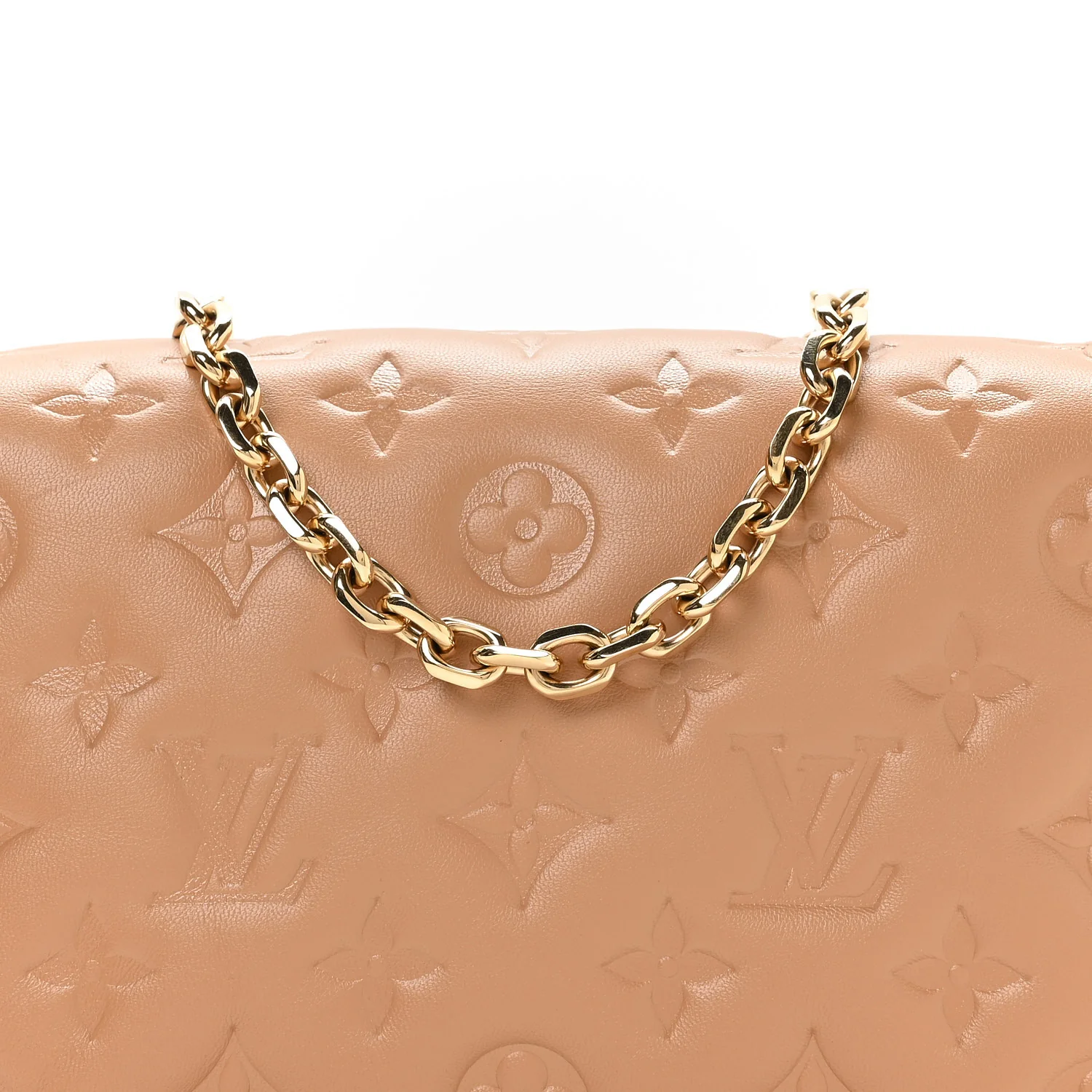 Lambskin Embossed Monogram Pochette Coussin Camel - Image 7