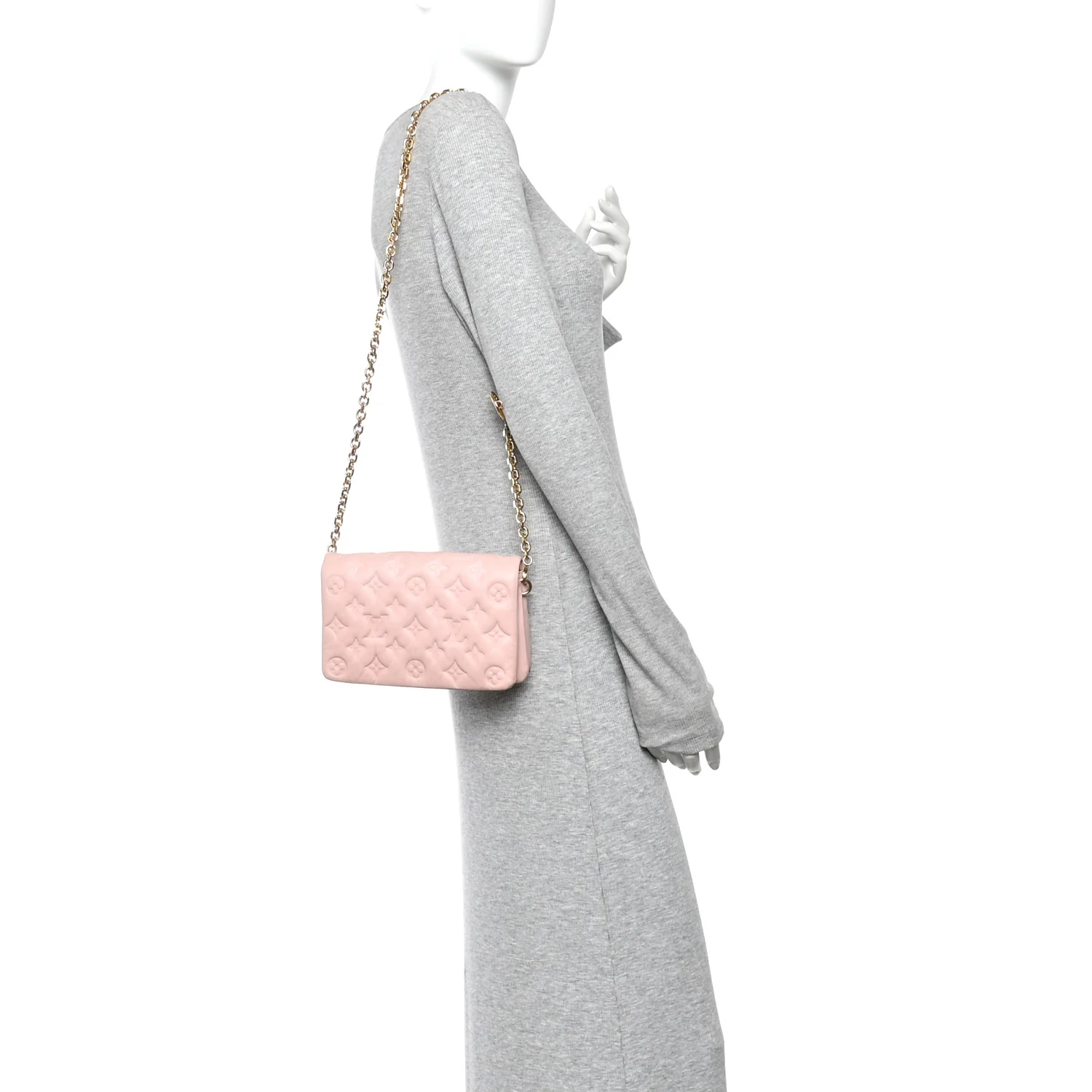 Lambskin Embossed Monogram Pochette Coussin Rose - Image 2