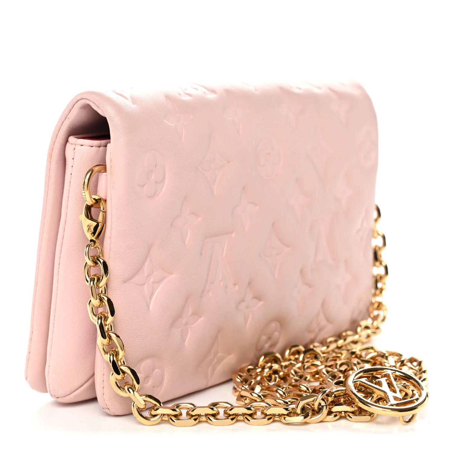 Lambskin Embossed Monogram Pochette Coussin Rose - Image 3