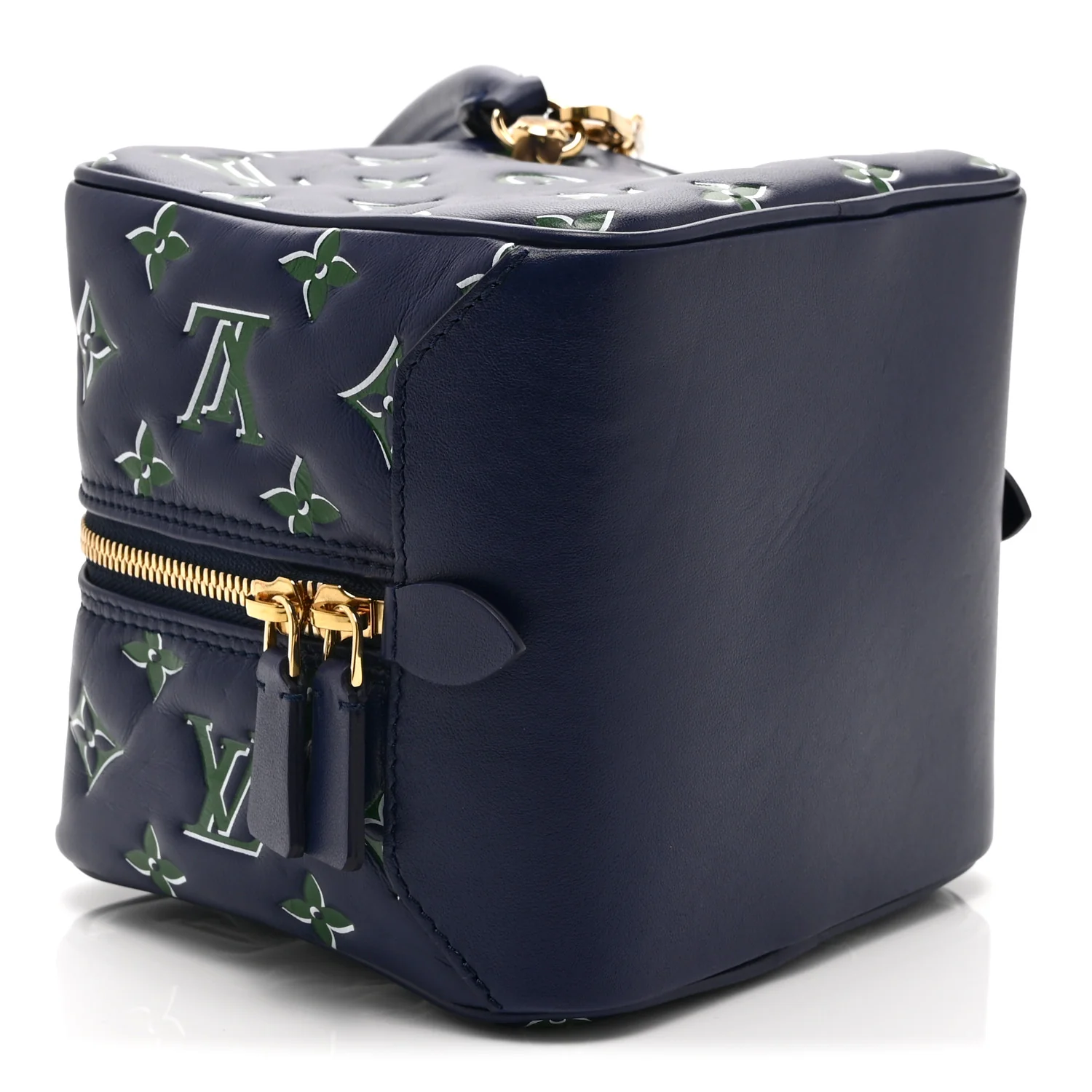Lambskin Embossed Monogram Square Bag Blue Green - Image 8