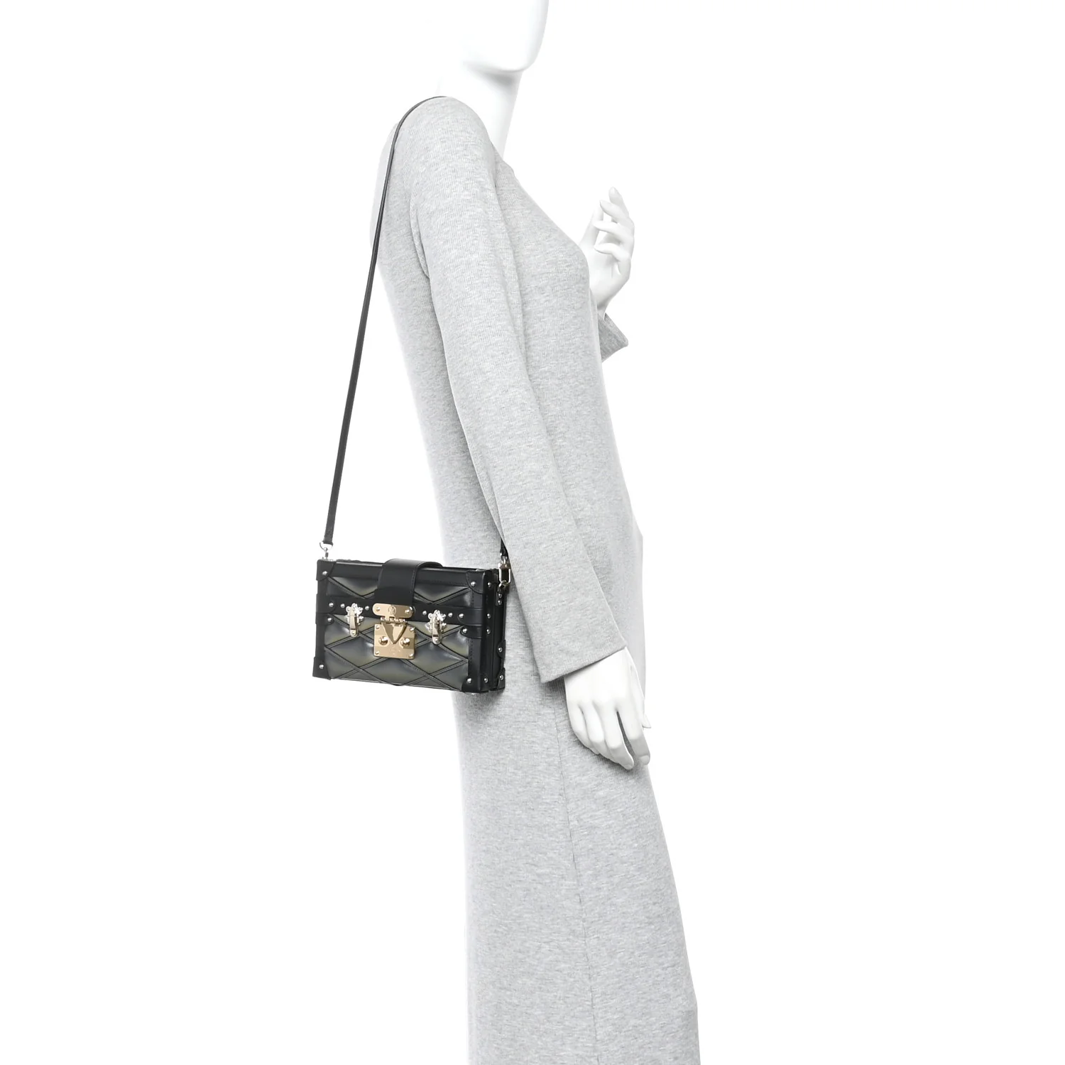 Lambskin Malletage Petite Malle Black Beige - Image 2