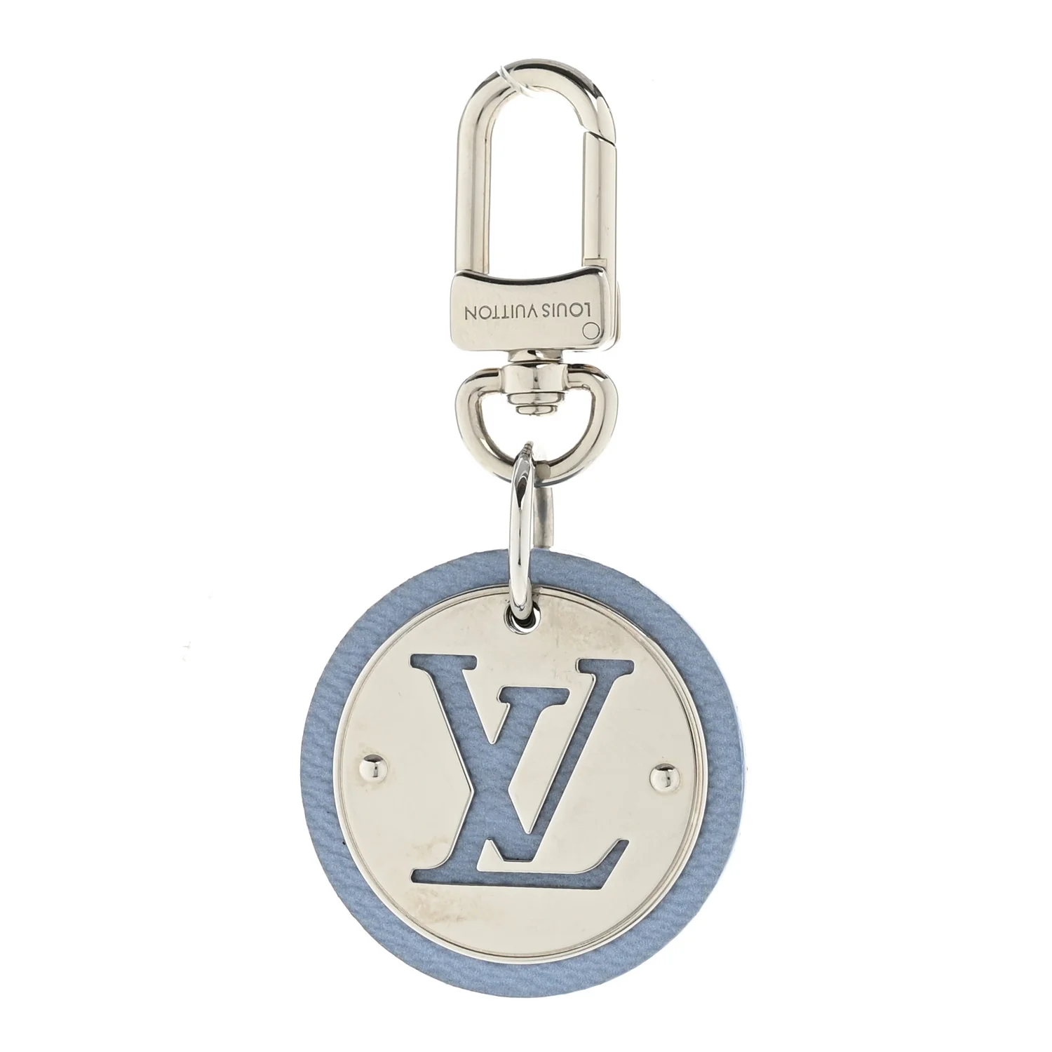 LV Circle Key Holder Bag Charm Sky Blue