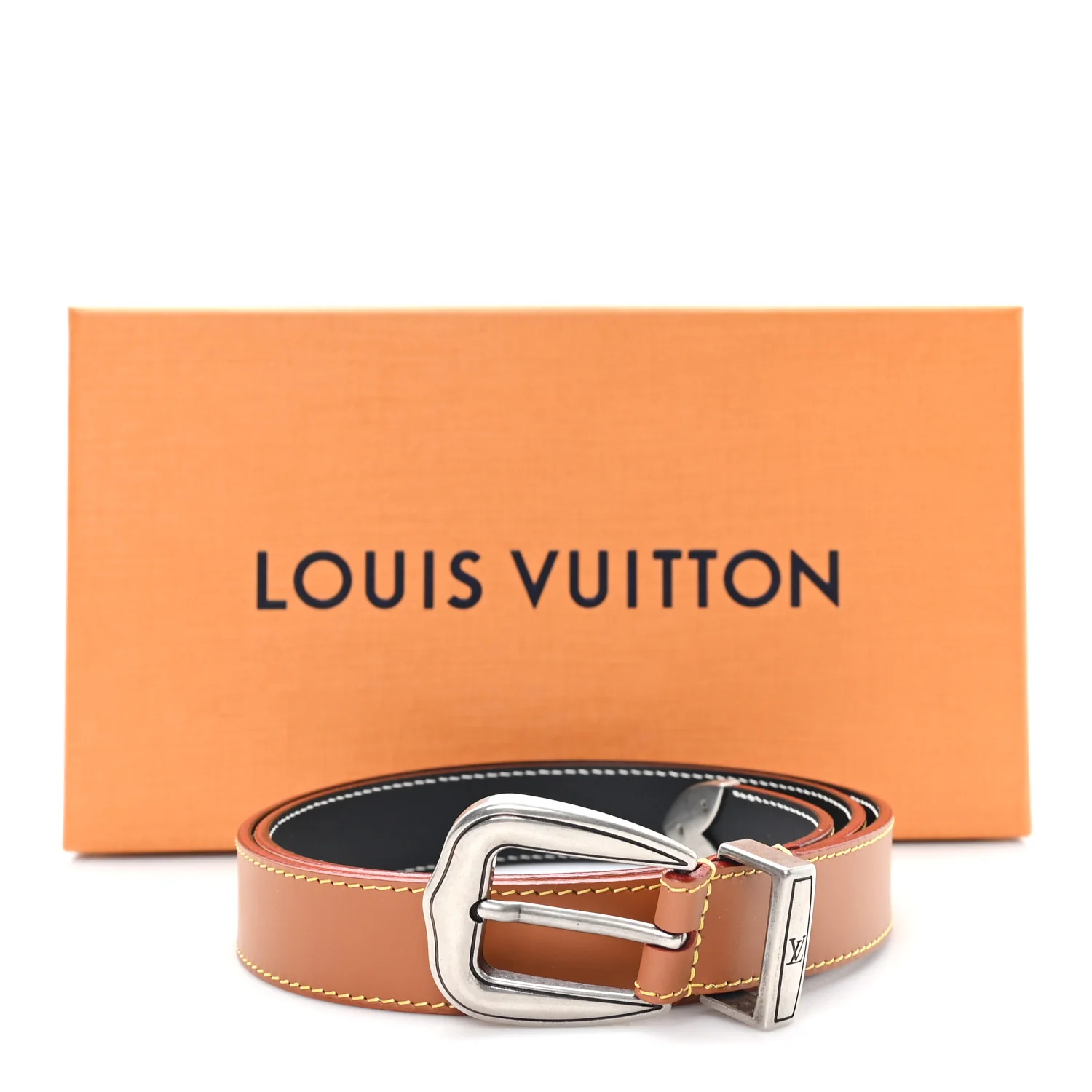 LV Dust 25mm Belt 90 36 Cognac Brown - Image 5