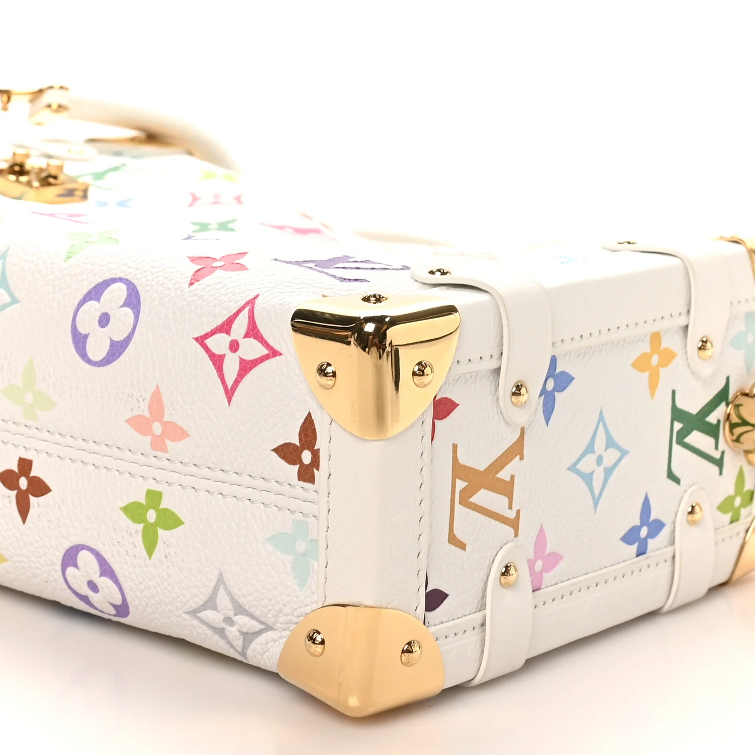 LV x TM Cowhide Monogram Multicolor Side Trunk MM White - Image 9