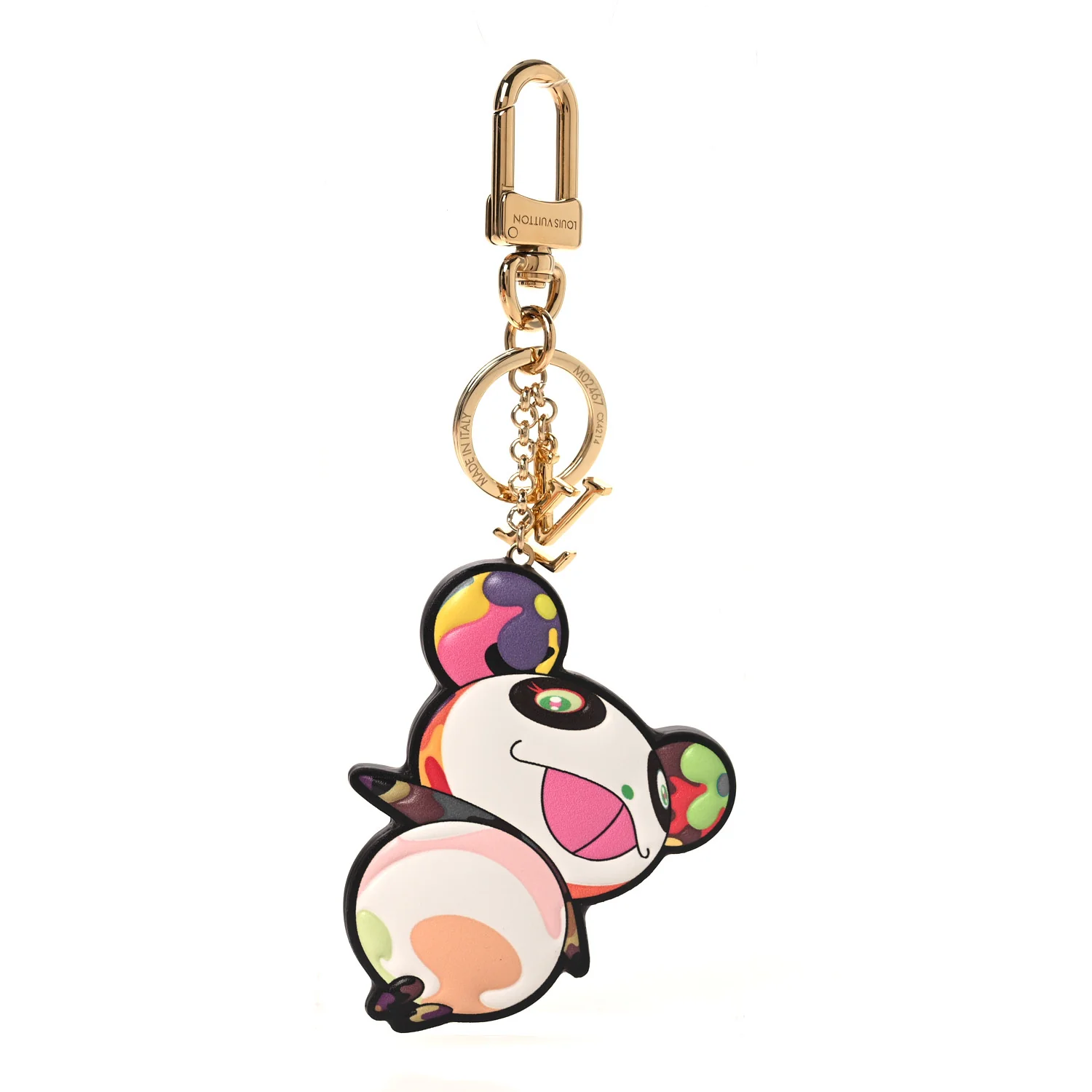 LV x TM Cowhide Monogram Superflat Panda Key Ring Bag Charm Multicolor
