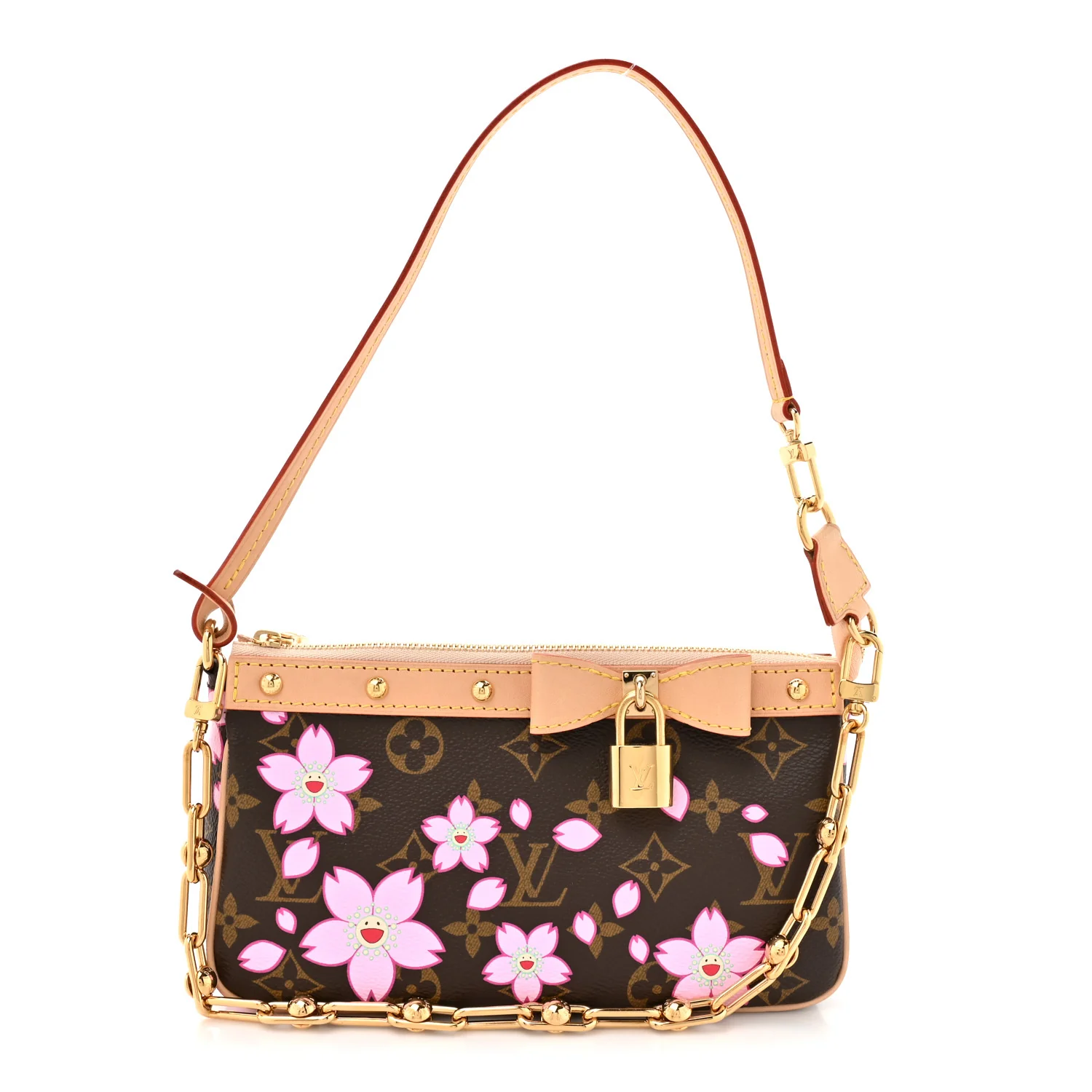 LV X TM Monogram Cherry Blossom Pochette Accessories Sakura Brown