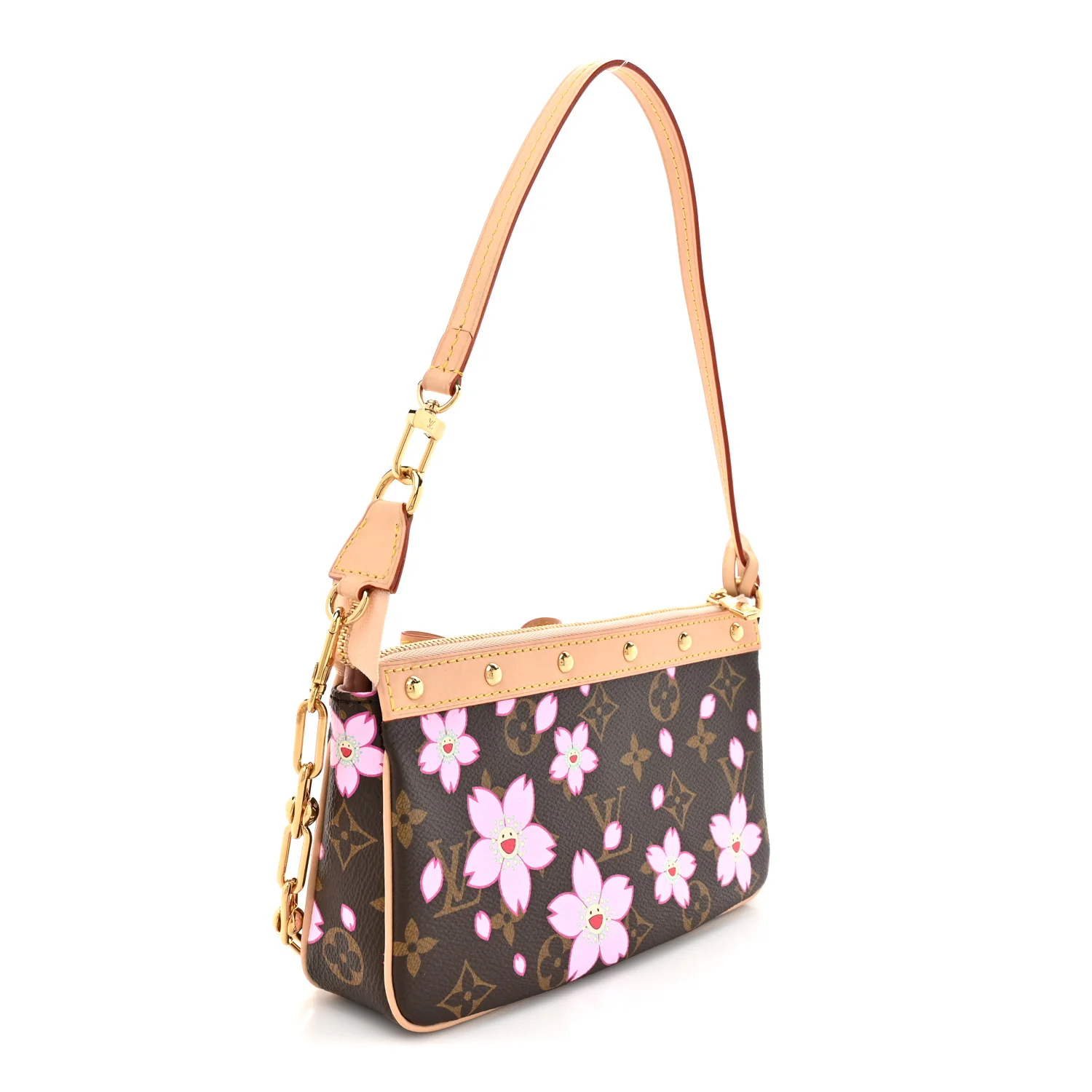 LV X TM Monogram Cherry Blossom Pochette Accessories Sakura Brown - Image 3