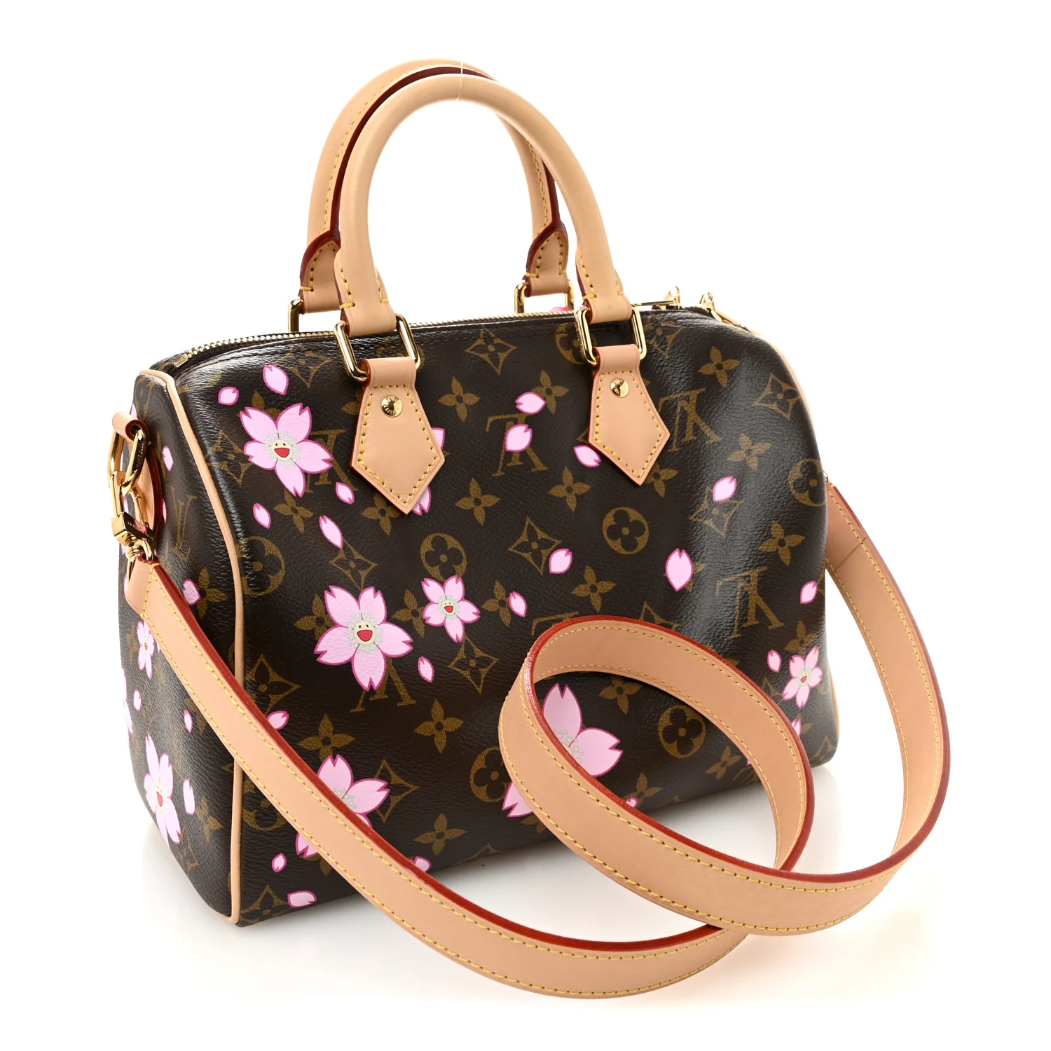 LV X TM Monogram Cherry Blossom Speedy Bandouliere 25 Sakura Brown - Image 4