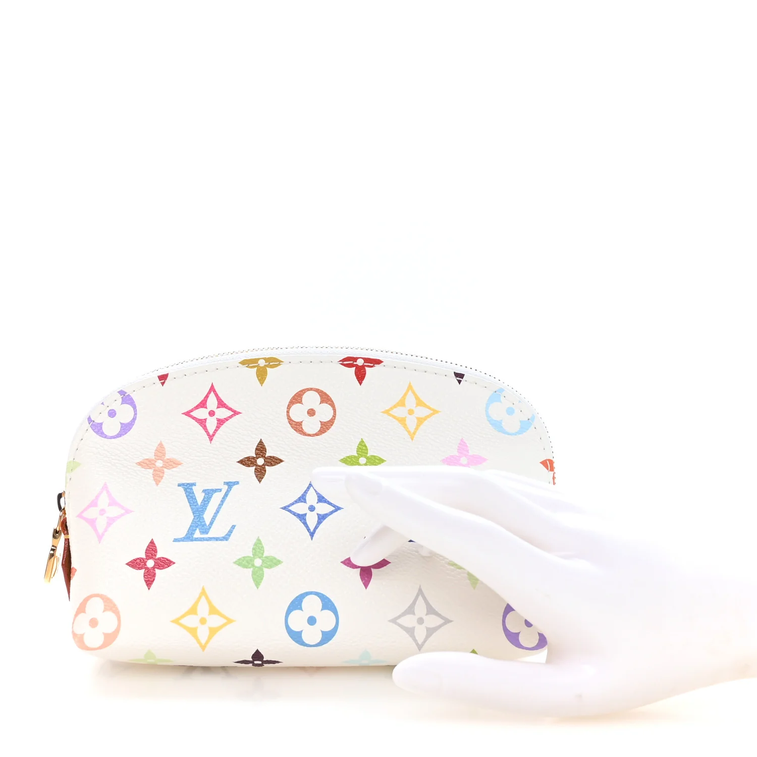 LV x TM Monogram Multicolor Cosmetic Pouch PM White - Image 2