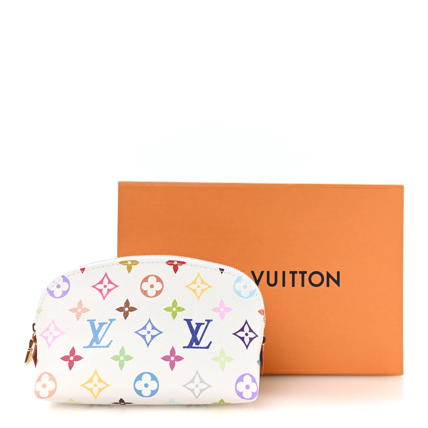 LV x TM Monogram Multicolor Cosmetic Pouch PM White - Image 7